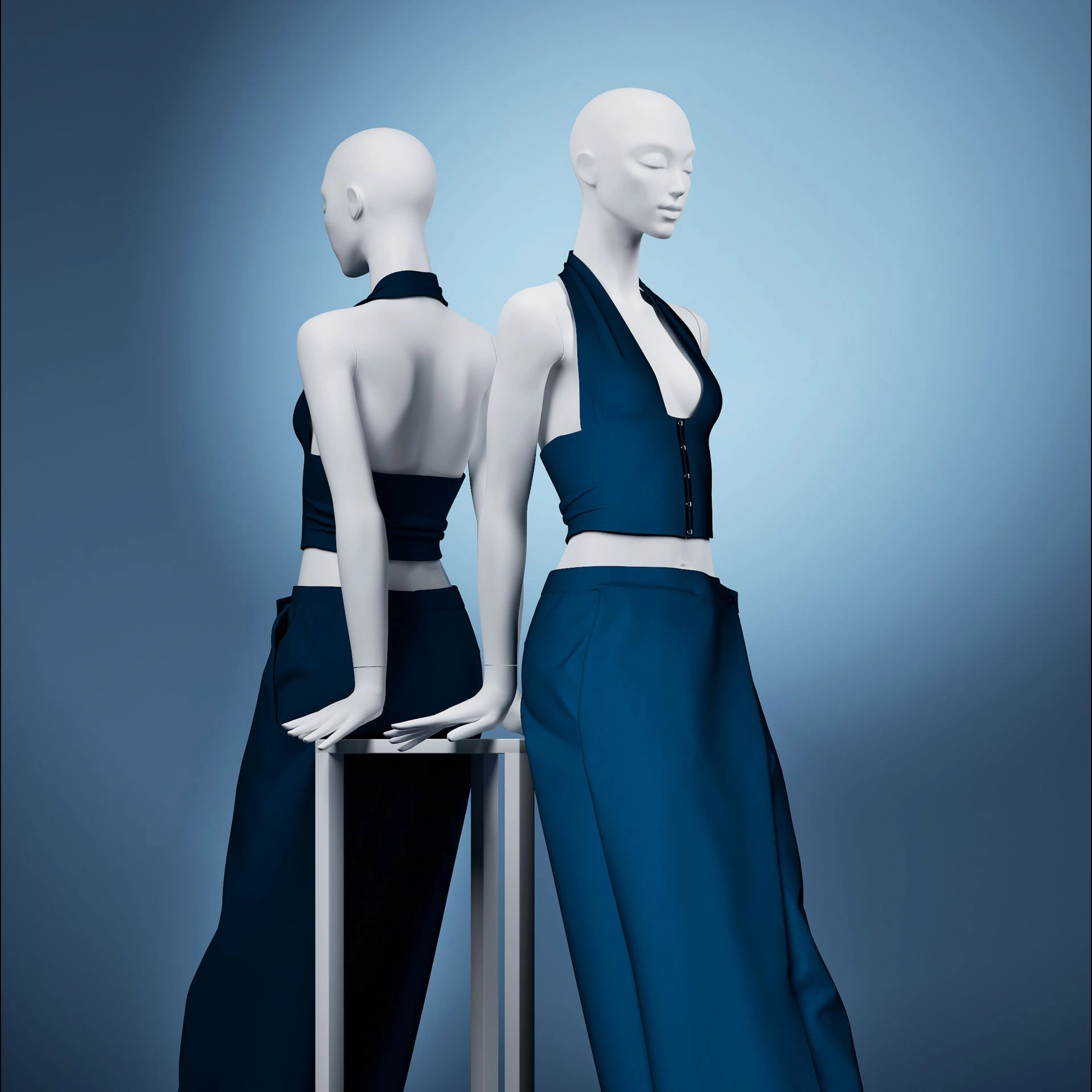 Designer mannequin, female, white color mat, seated pose 10