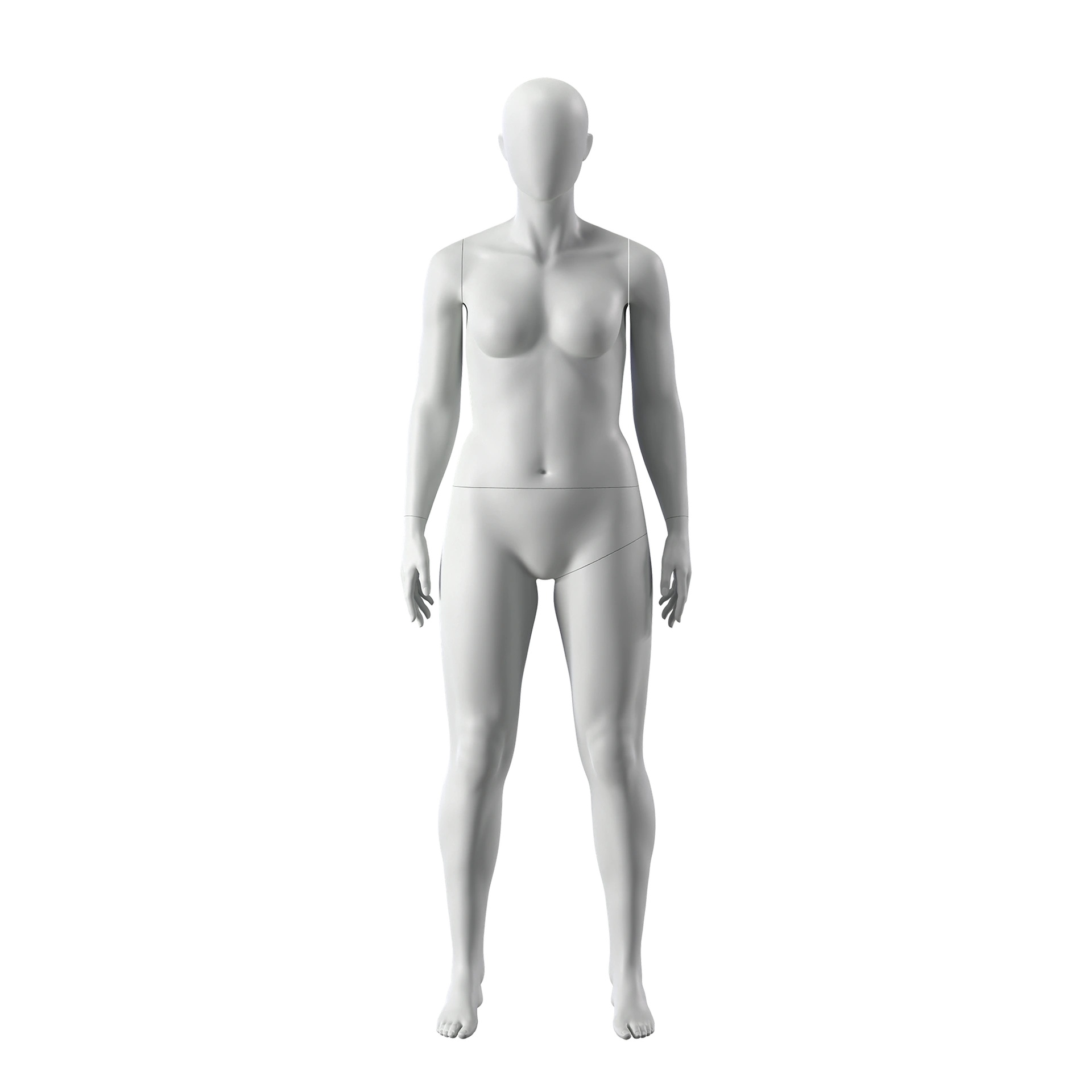 Mannequin sportif grande taille, femme, gris, tête abstraite, pose debout 19
