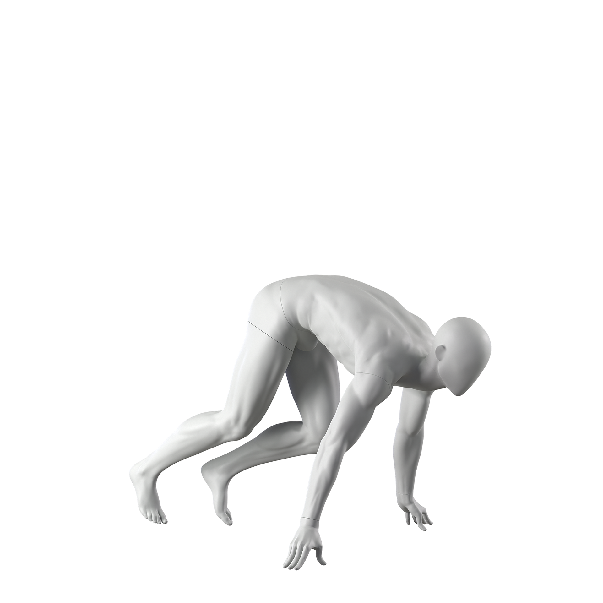 Start to run sport heren mannequin, grijs, abstract hoofd, pose 303