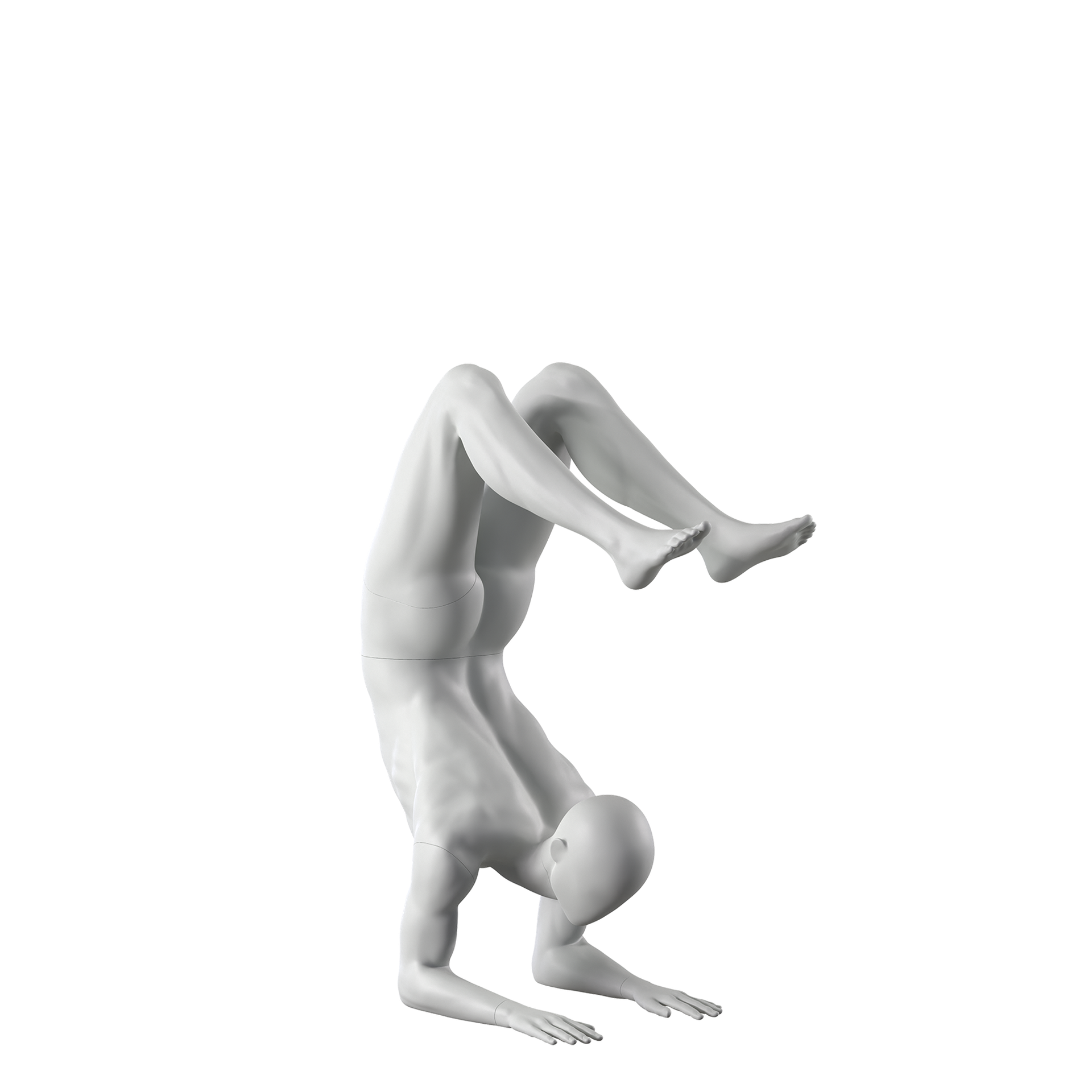 Yoga sport mannequin, male, grey, abstract head, pose 308