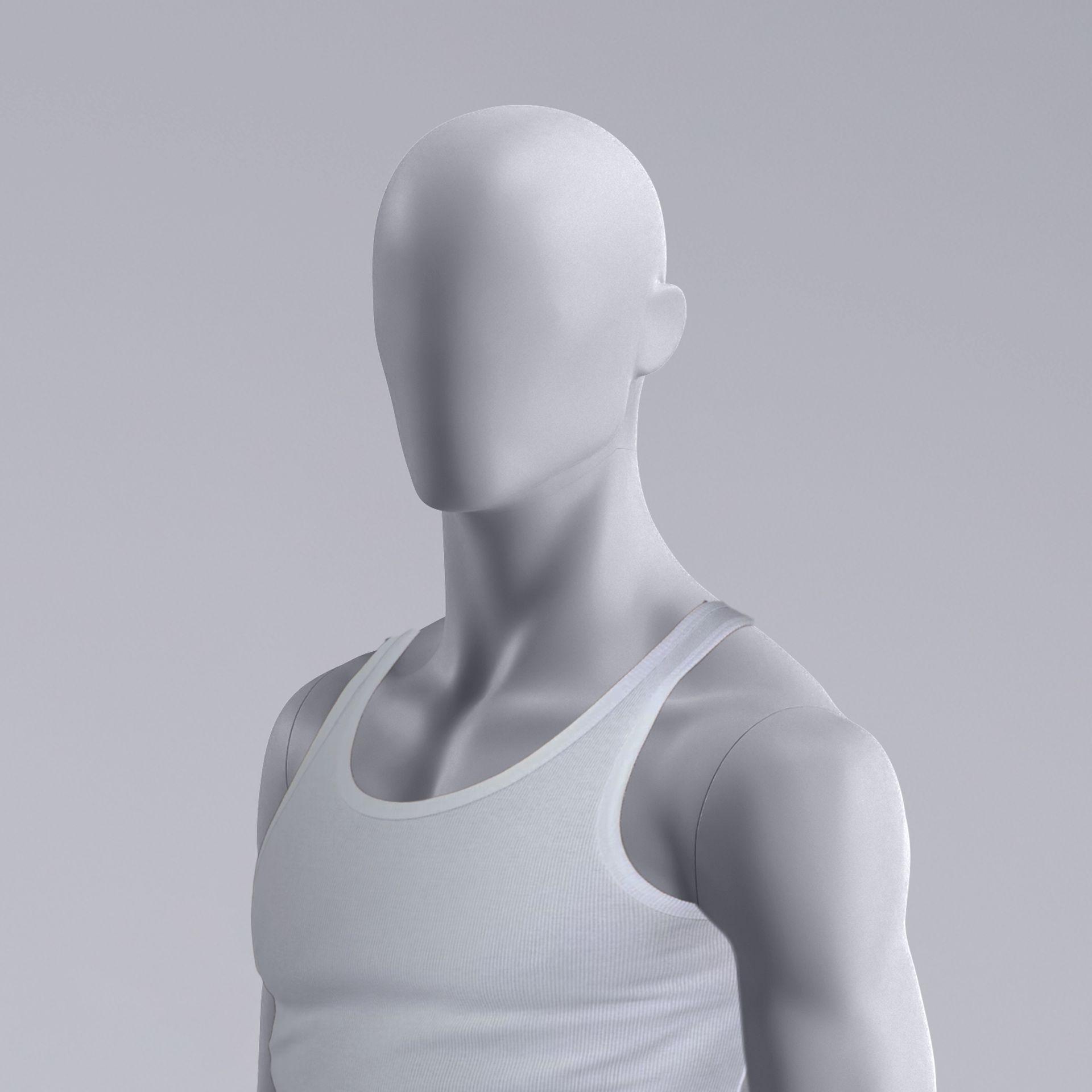 BINK - Sport mannequin, male, grey, abstract head, seated pose 326