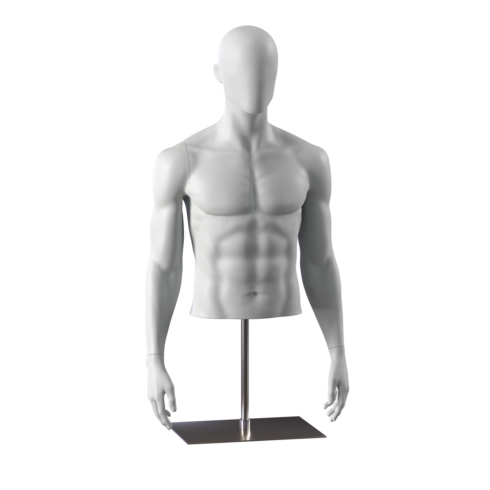 BINK - Sportbust without legs, male, grey, metal base, abstract head, pose 551