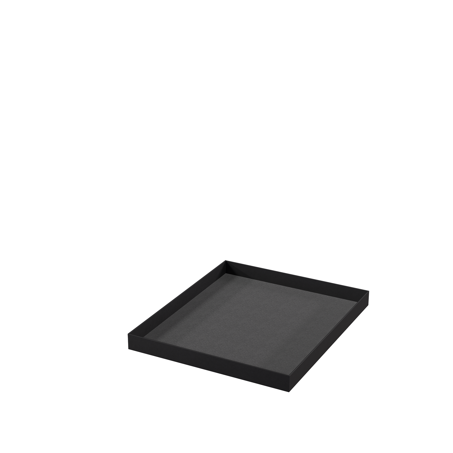 Display tray, black metal with black velvet lining, 35x30 cm