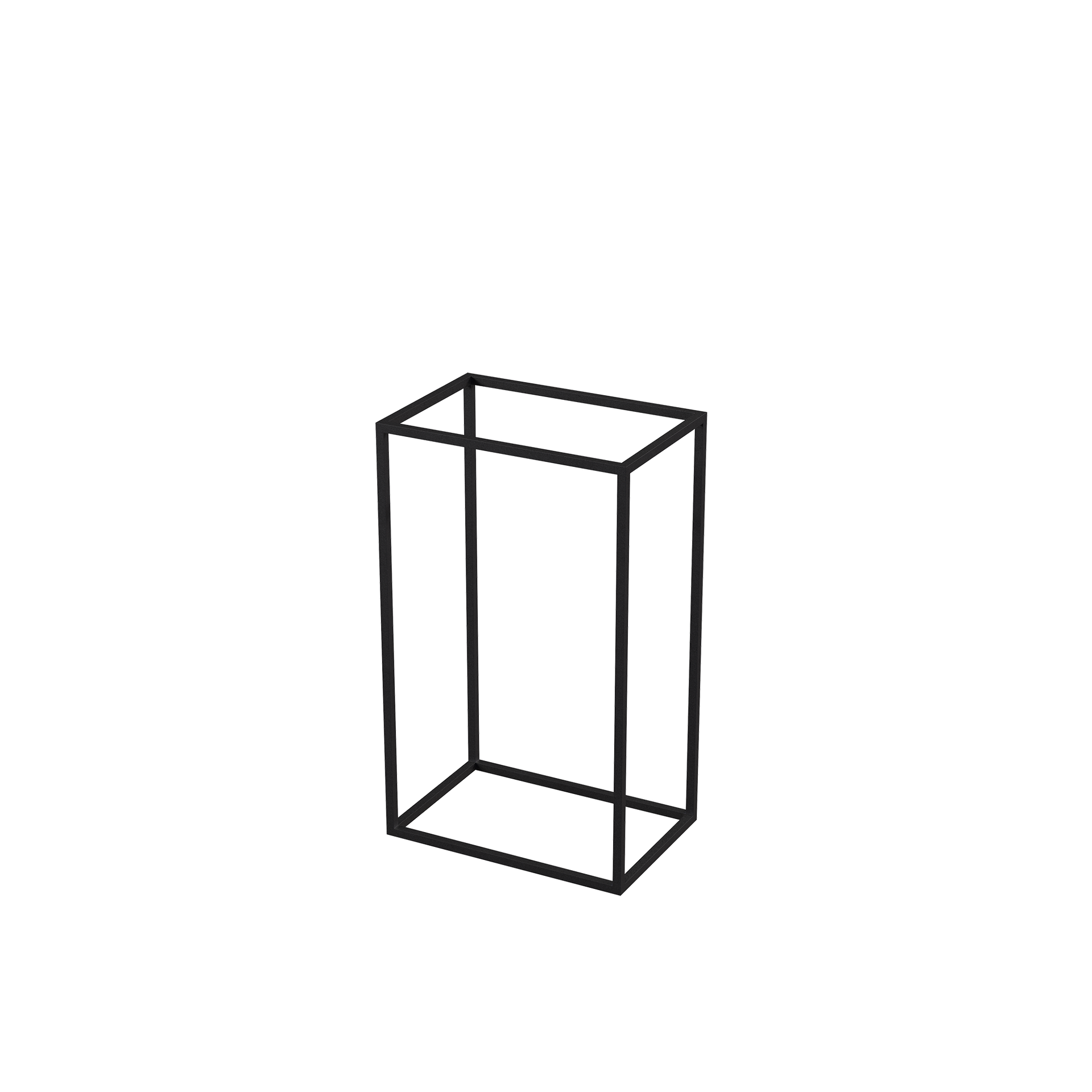 Universal accessories display, black powder-coated steel