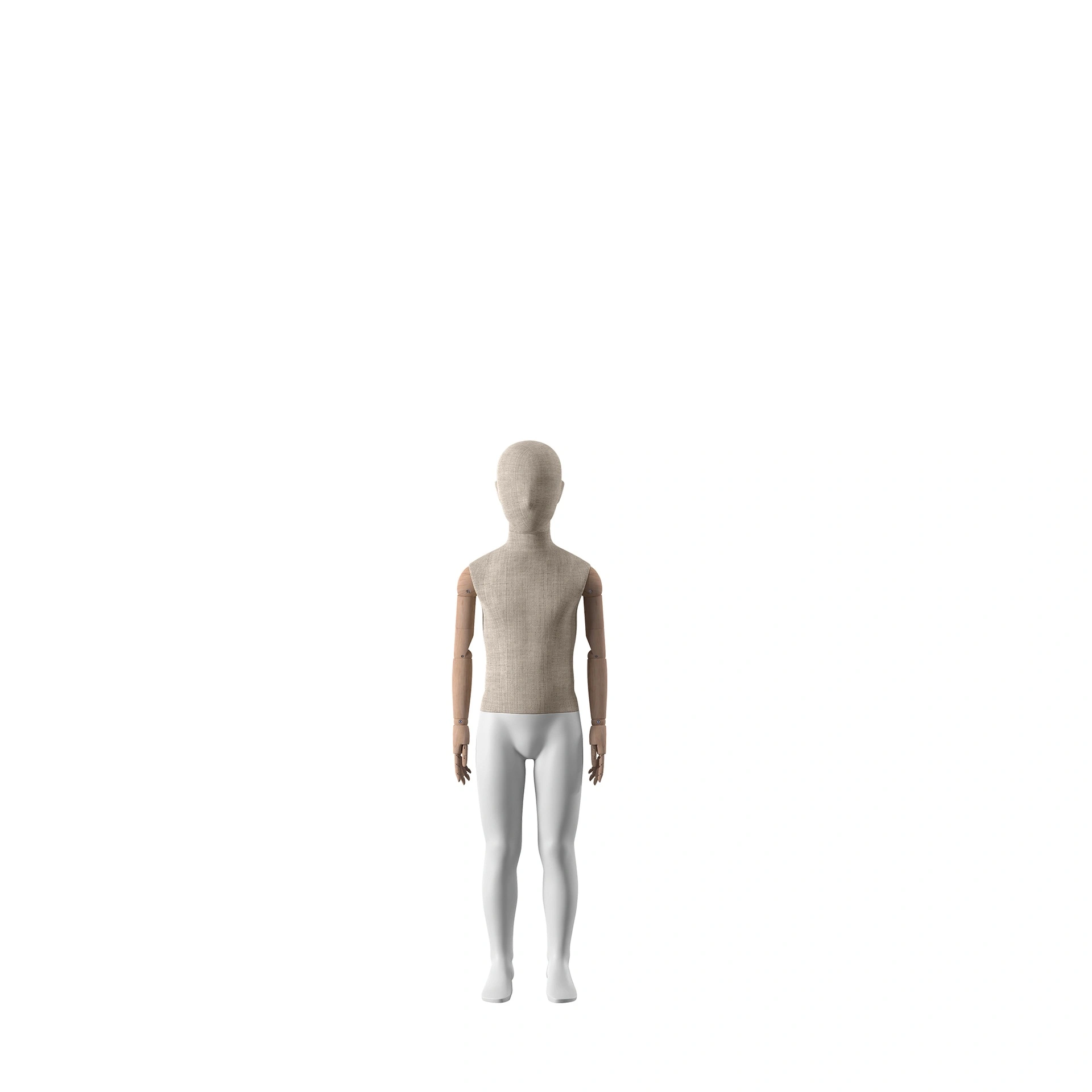 BINK - vintage mannequin, child, wooden arms, covered with fabric, 6 years, standing pose 72