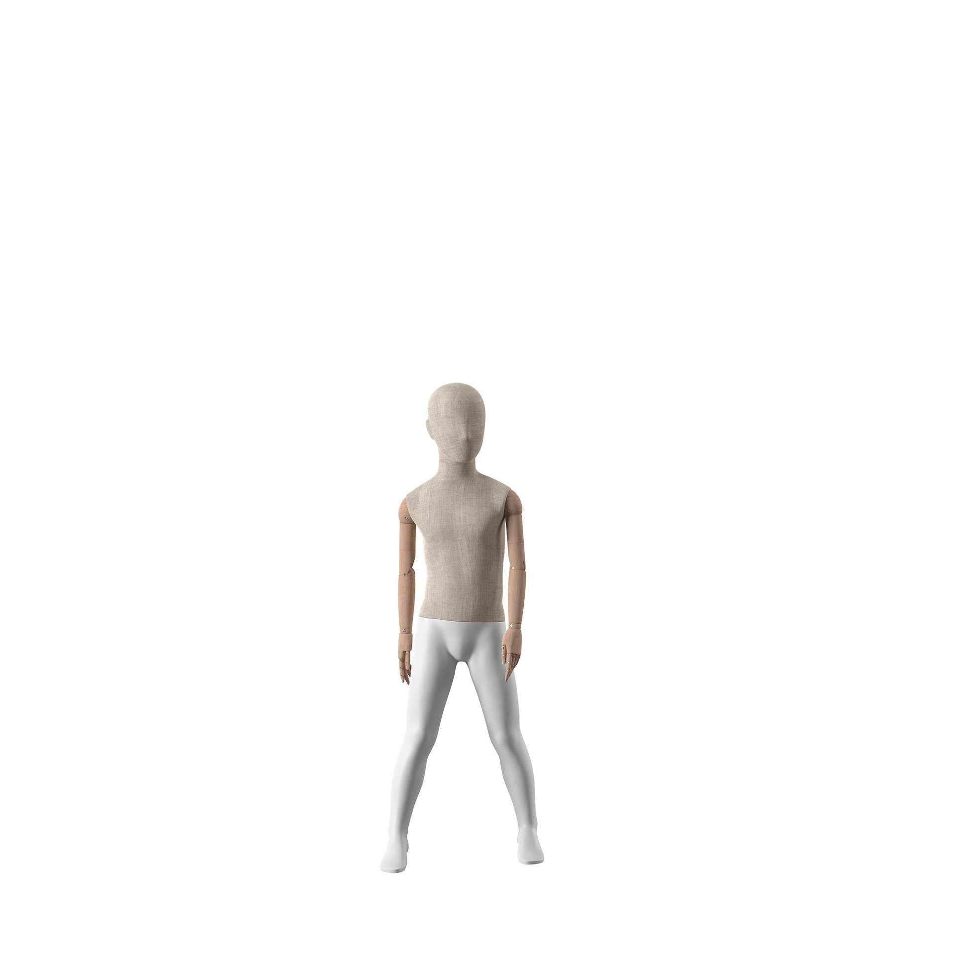 BINK - vintage mannequin, child, wooden arms, covered with fabric, 6 years, standing pose 73