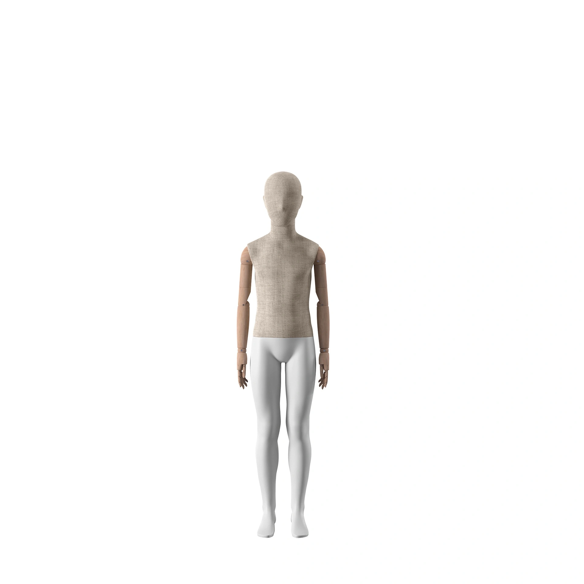 BINK - vintage mannequin, child, wooden arms, covered with fabric, 10 years, standing pose 76