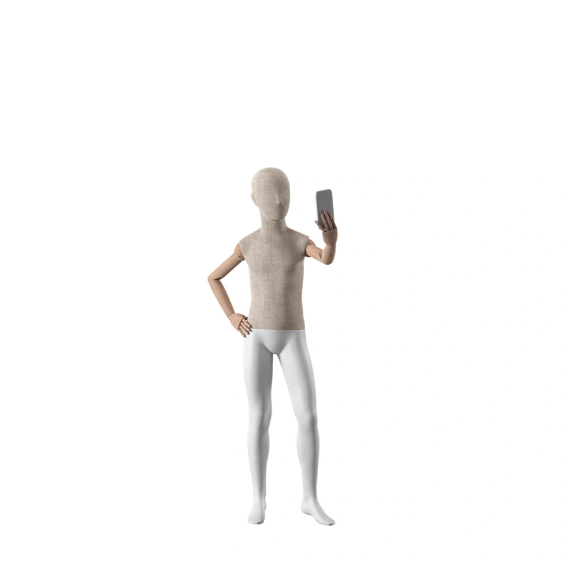 BINK - vintage mannequin, child, wooden arms, covered with fabric, 10 years, standing pose 77