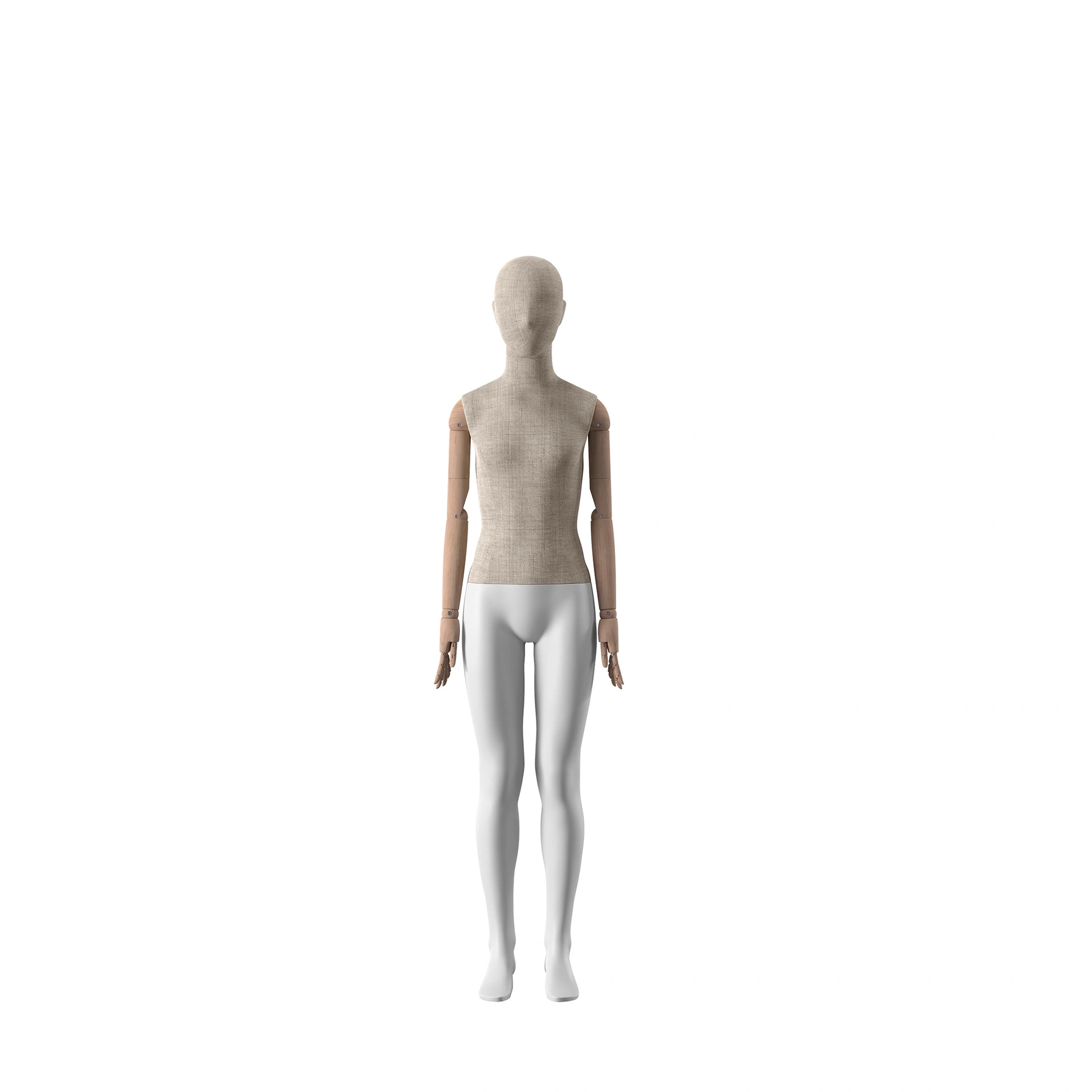BINK - vintage mannequin, child, girl, wooden arms, covered with fabric, 12 years, standing pose 79