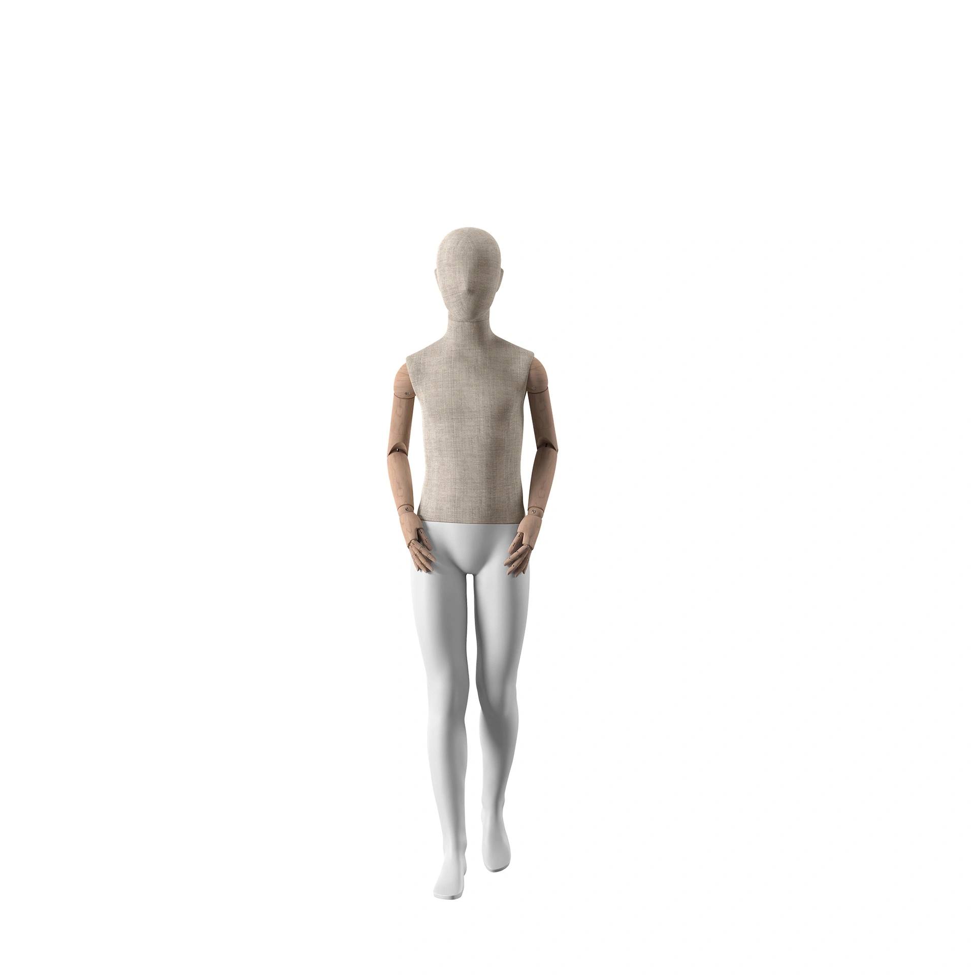 BINK - vintage mannequin, child, boy, wooden arms, covered with fabric, 12 years, standing pose 80