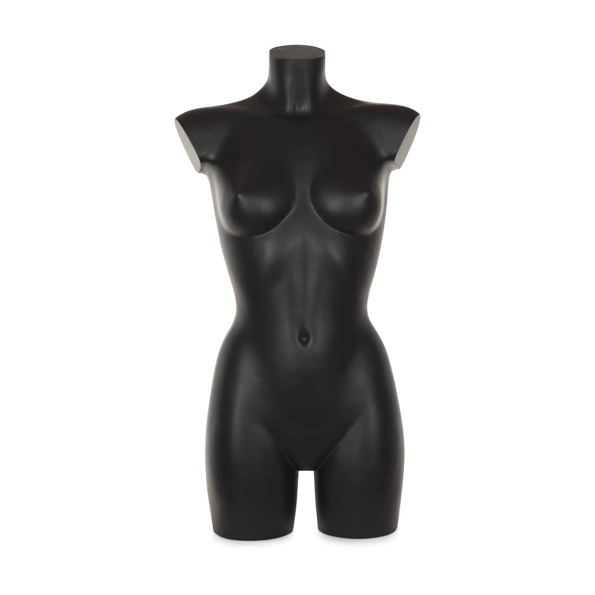 Torso femenino de plástico, copa B, plástico blanco reciclable, con conexión trasera, postura 2005DB_BL.
