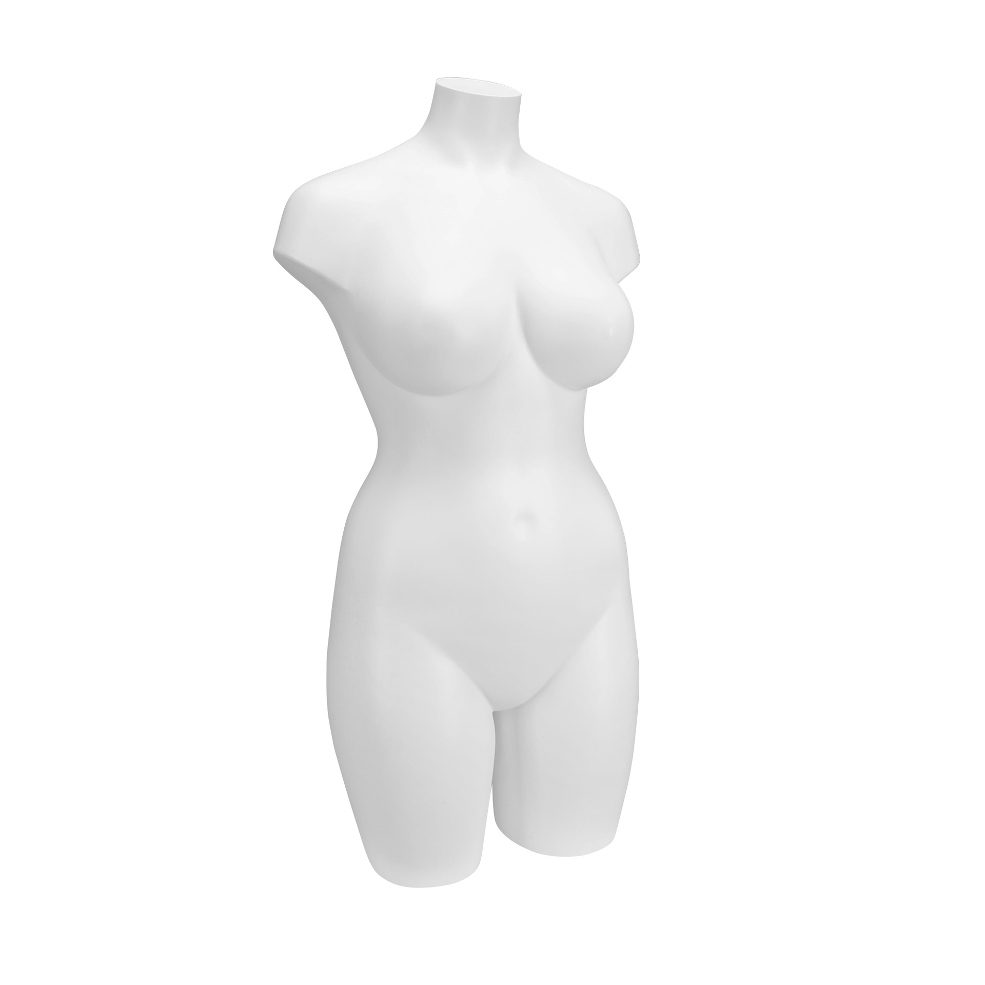 BINK - Plus size plastic mannequin torso, female, white recyclable plastic, pose 2005DET_WH