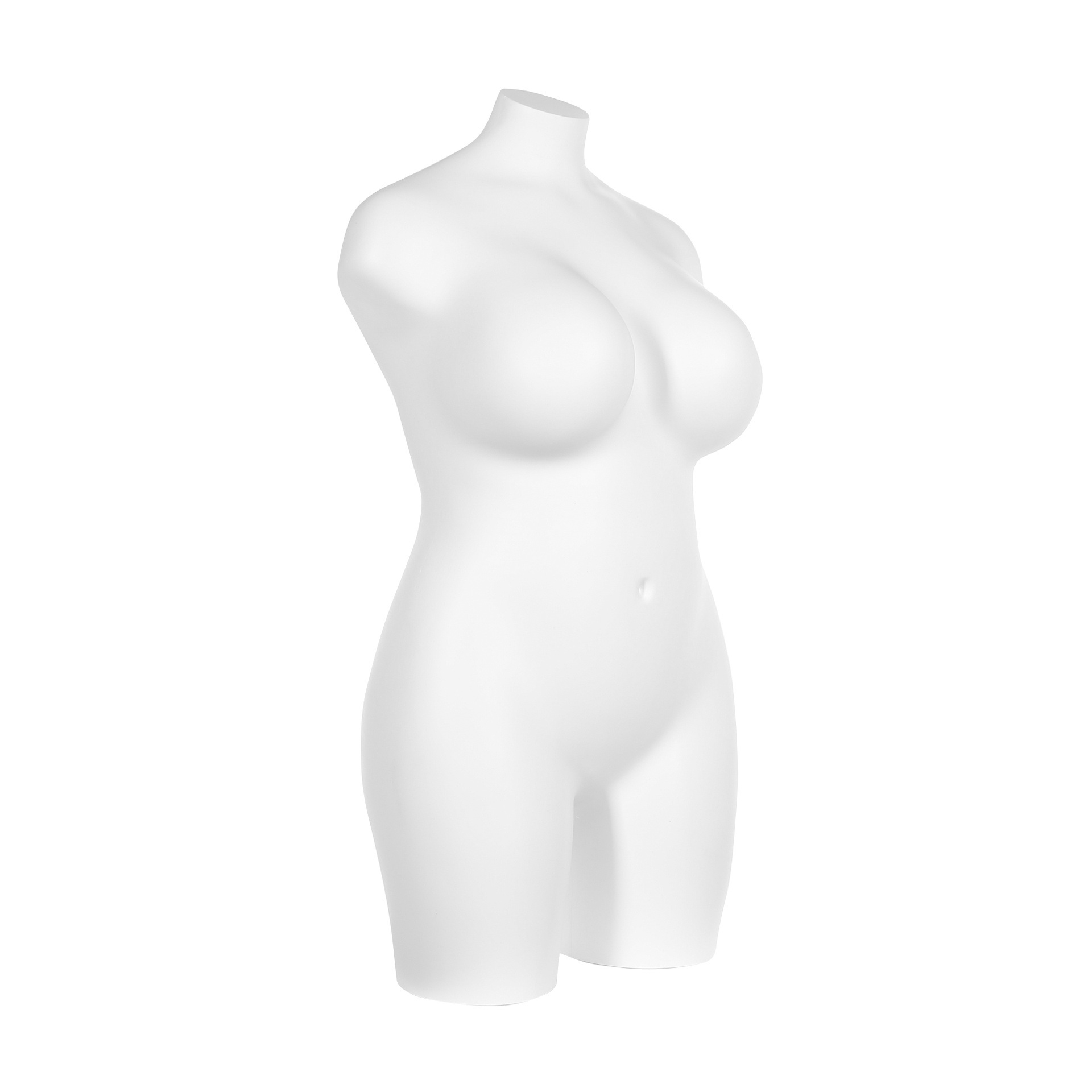 Plus size plastic mannequin torso without arms, female, white recyclable plastic, pose 2005DXLM_WH