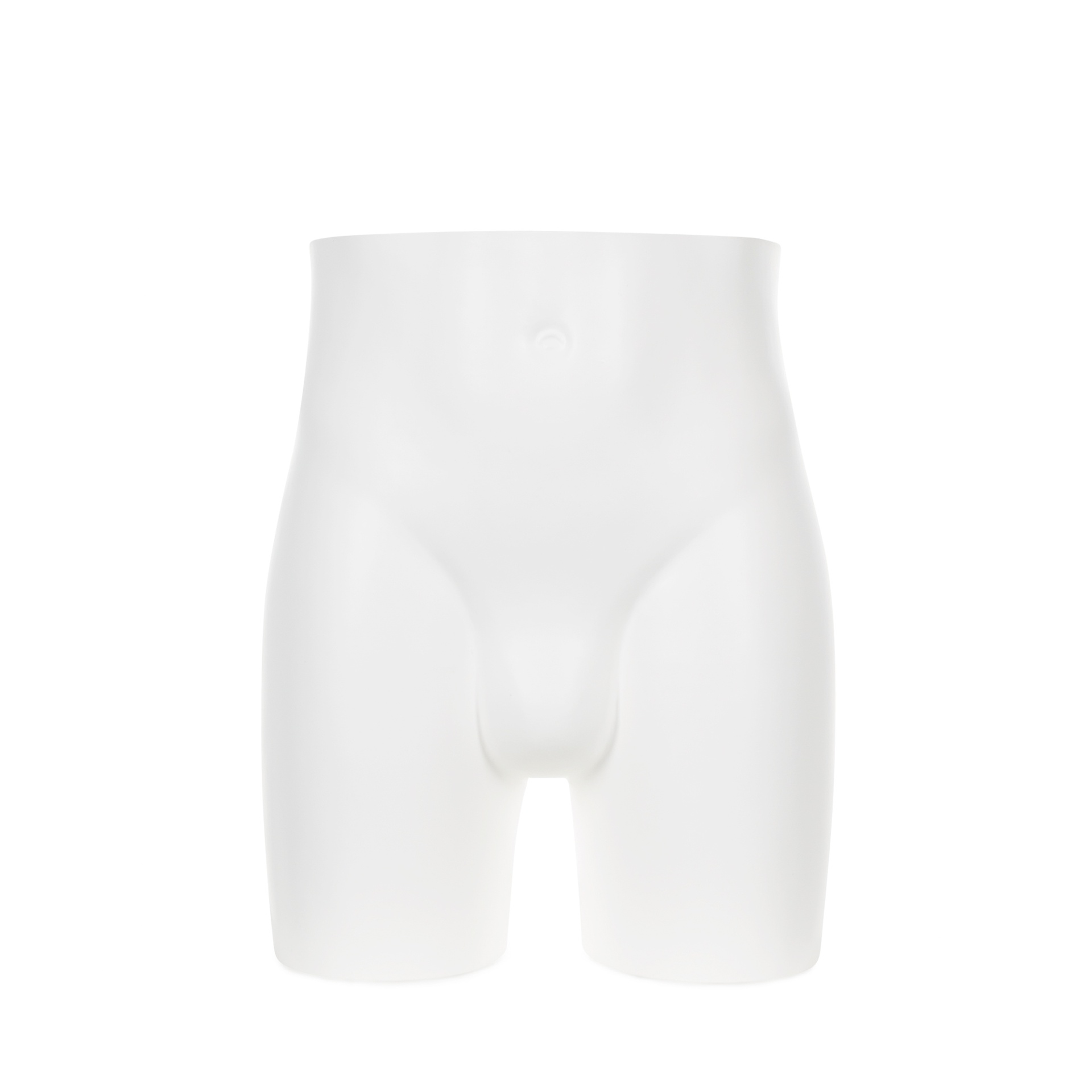 Plastic mannequin hips display, male, white recyclable plastic, pose 2020U_WH