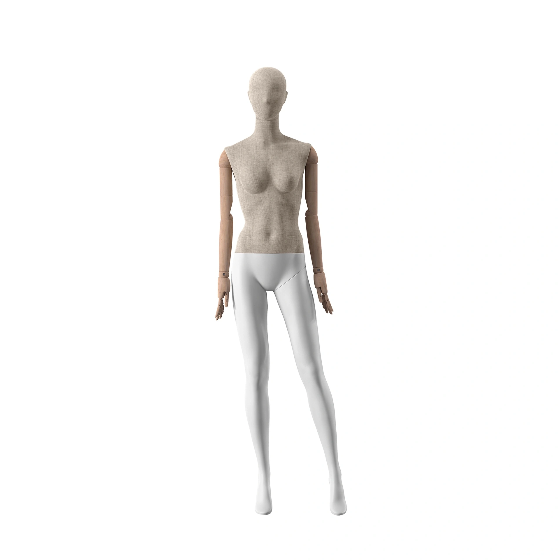 BINK - Vintage mannequin, female, wooden arms, covered with fabric, standing pose 02