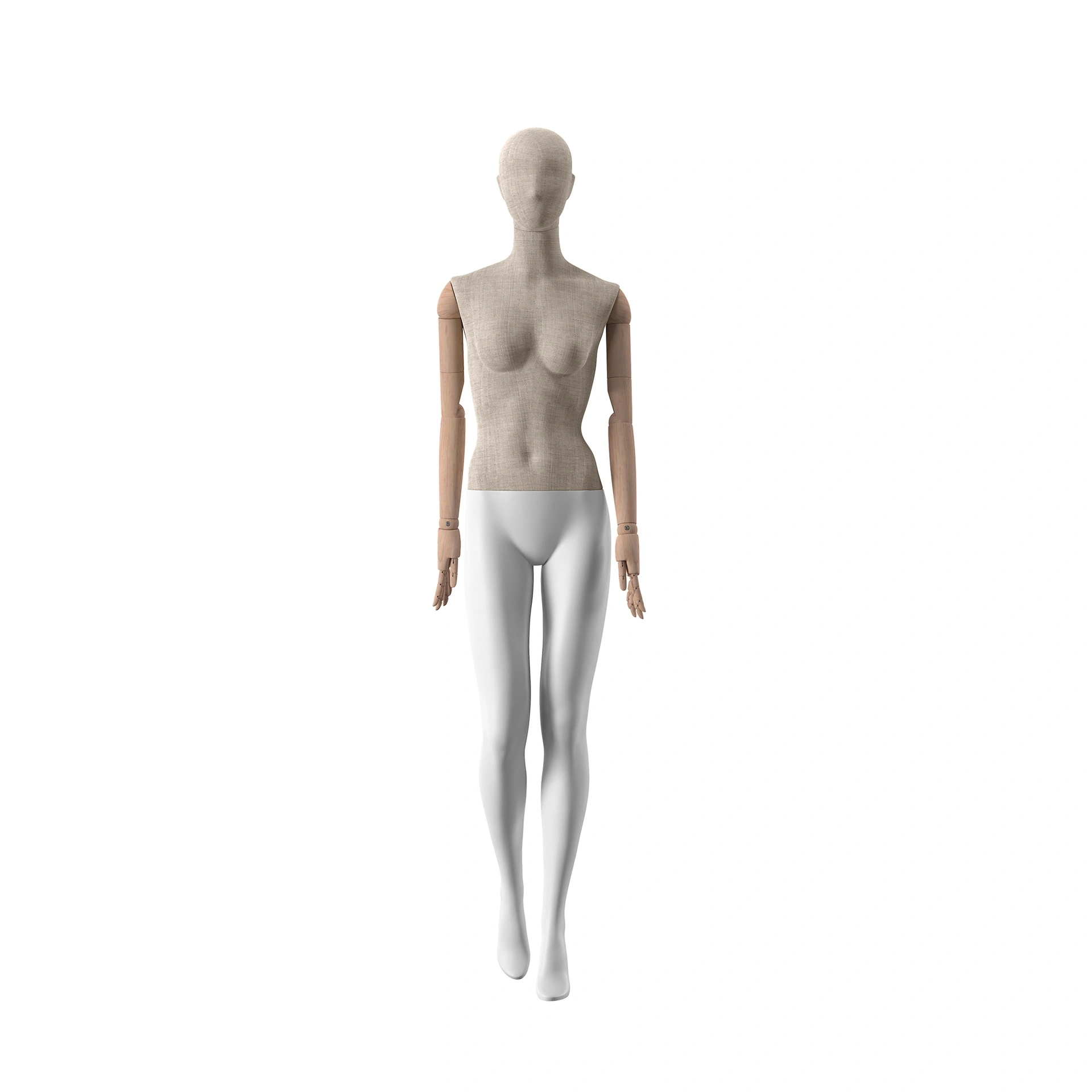 BINK - Vintage mannequin, female, wooden arms, covered with fabric, standing pose 03