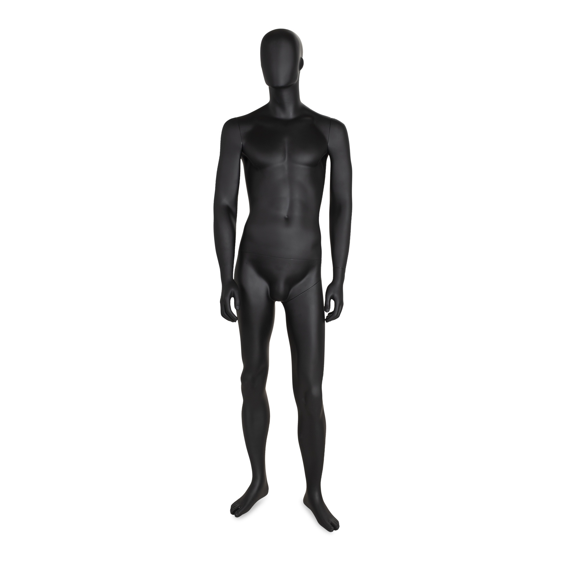 BINK - Black male window mannequin, abstract head, round glass base, pose 31