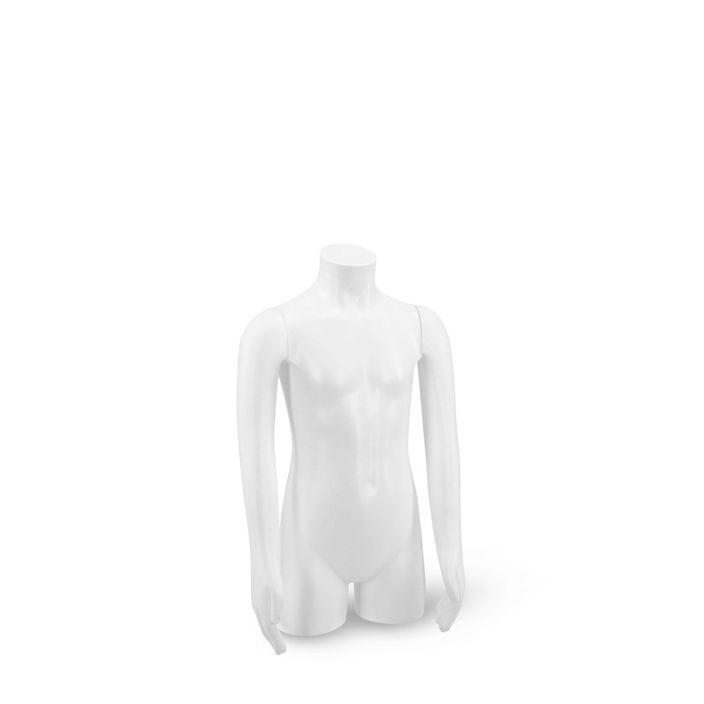 Infantil torso,con brazos, 4 años, plástico blanco