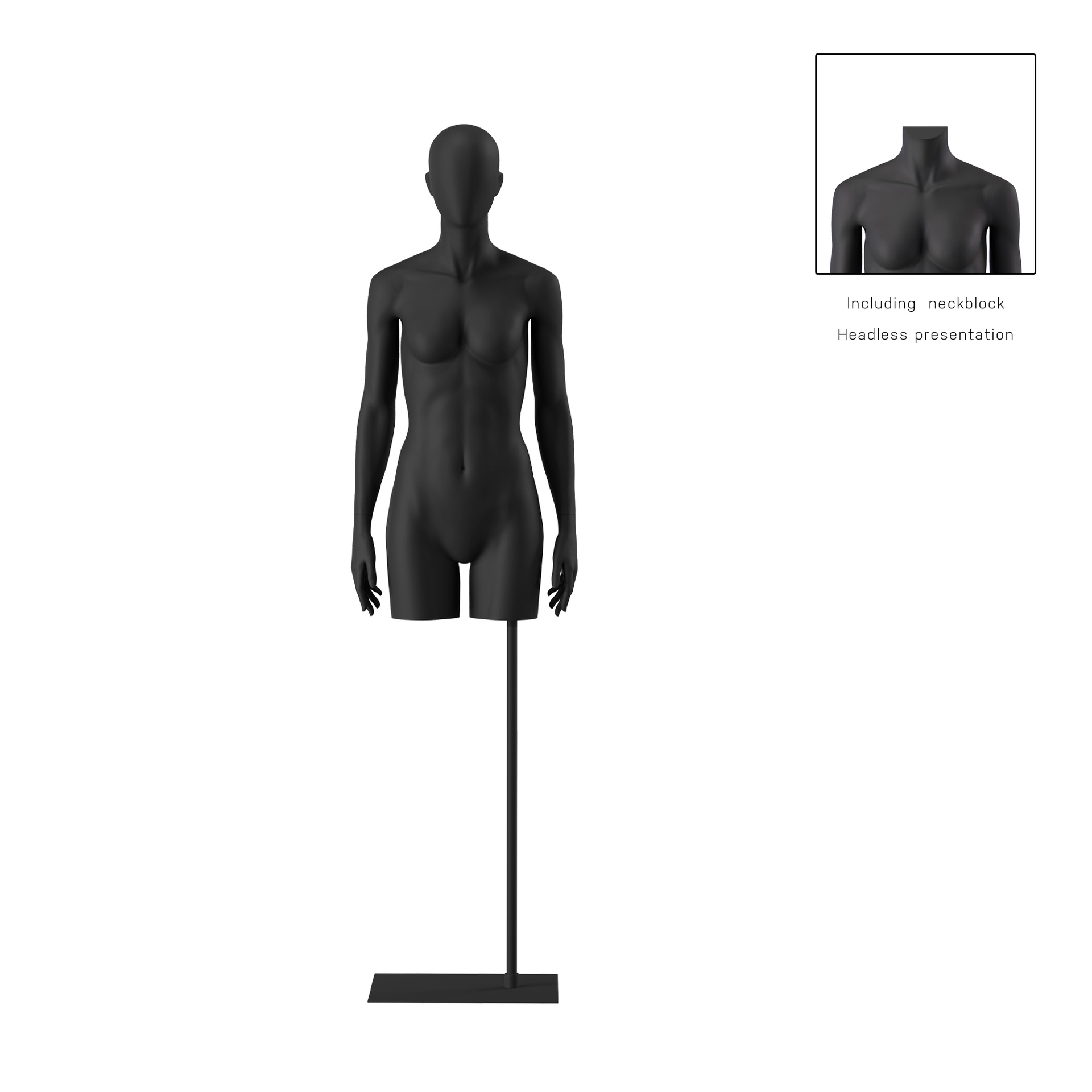 BINK - Female torso on stand, abstract head, black, pose 001