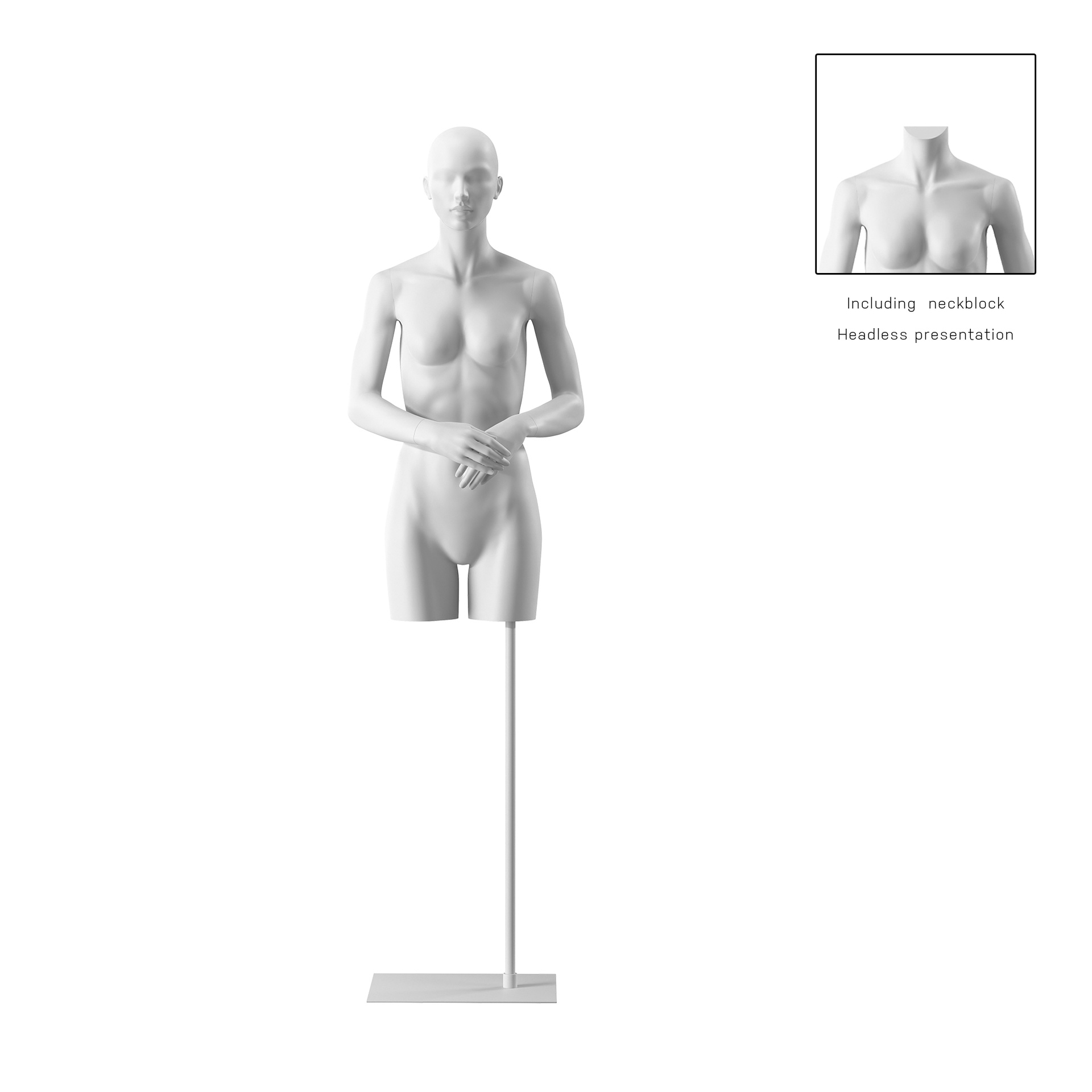 BINK - Female torso on stand, abstract head, white, pose 002