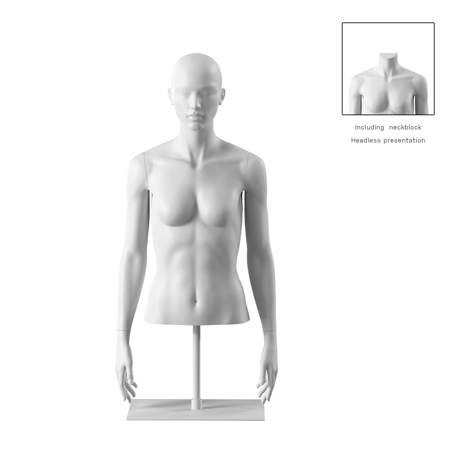 BINK - Female bust on stand, abstract head, white, pose 051