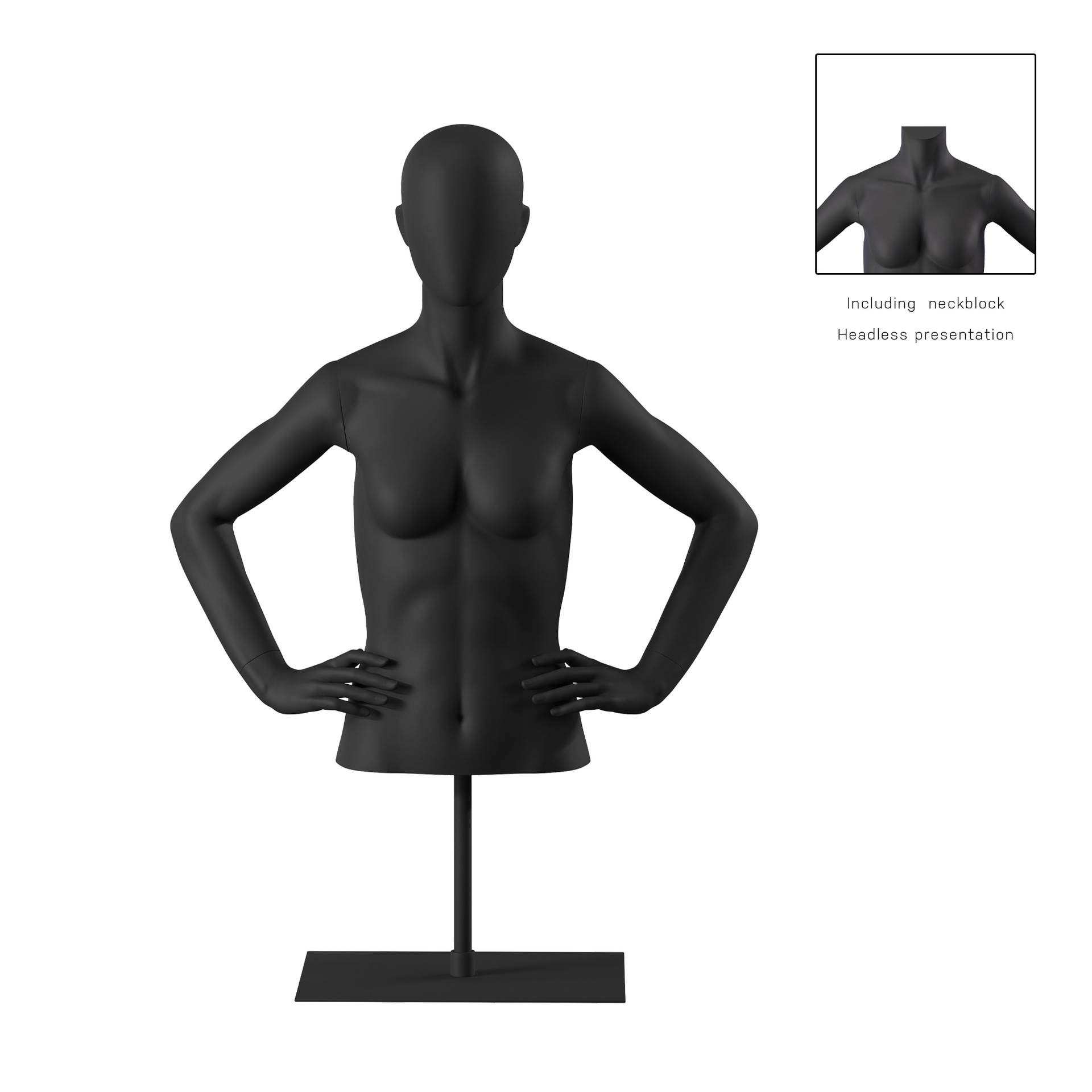 BINK - Female bust on stand, abstract head, black, pose 053