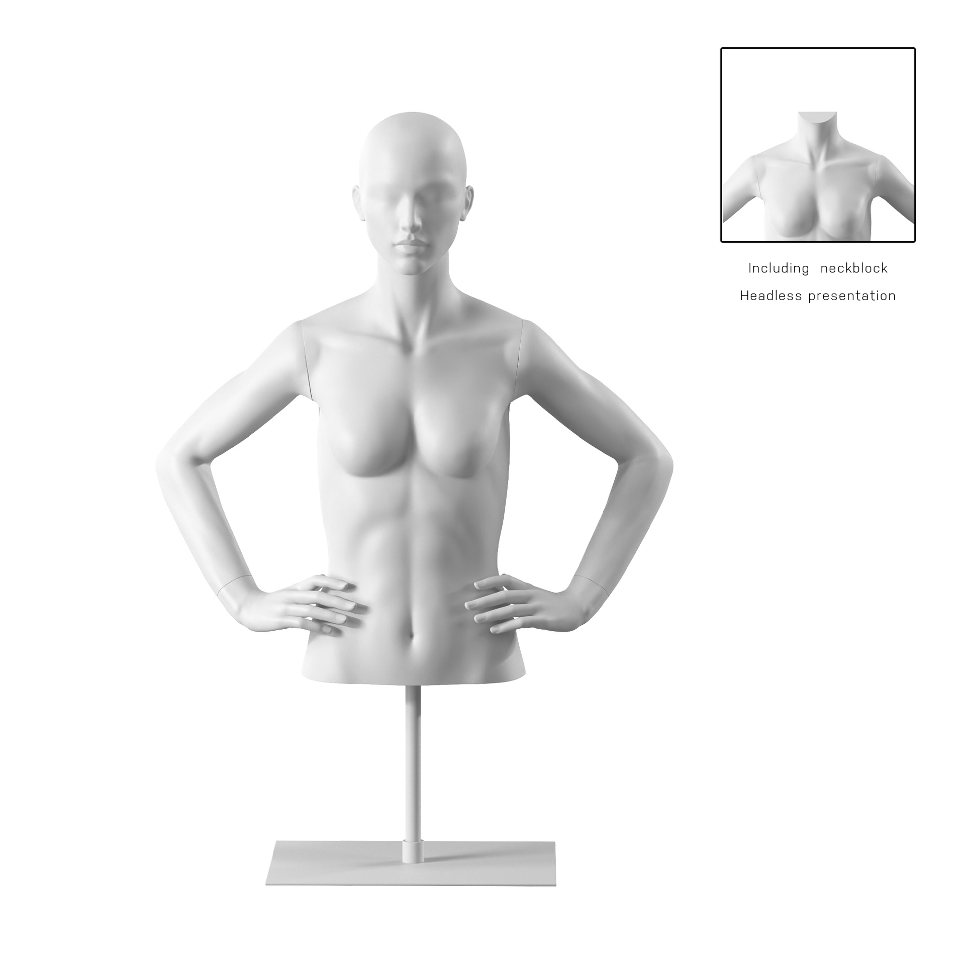 BINK - Female bust on stand, abstract head, white, pose 053