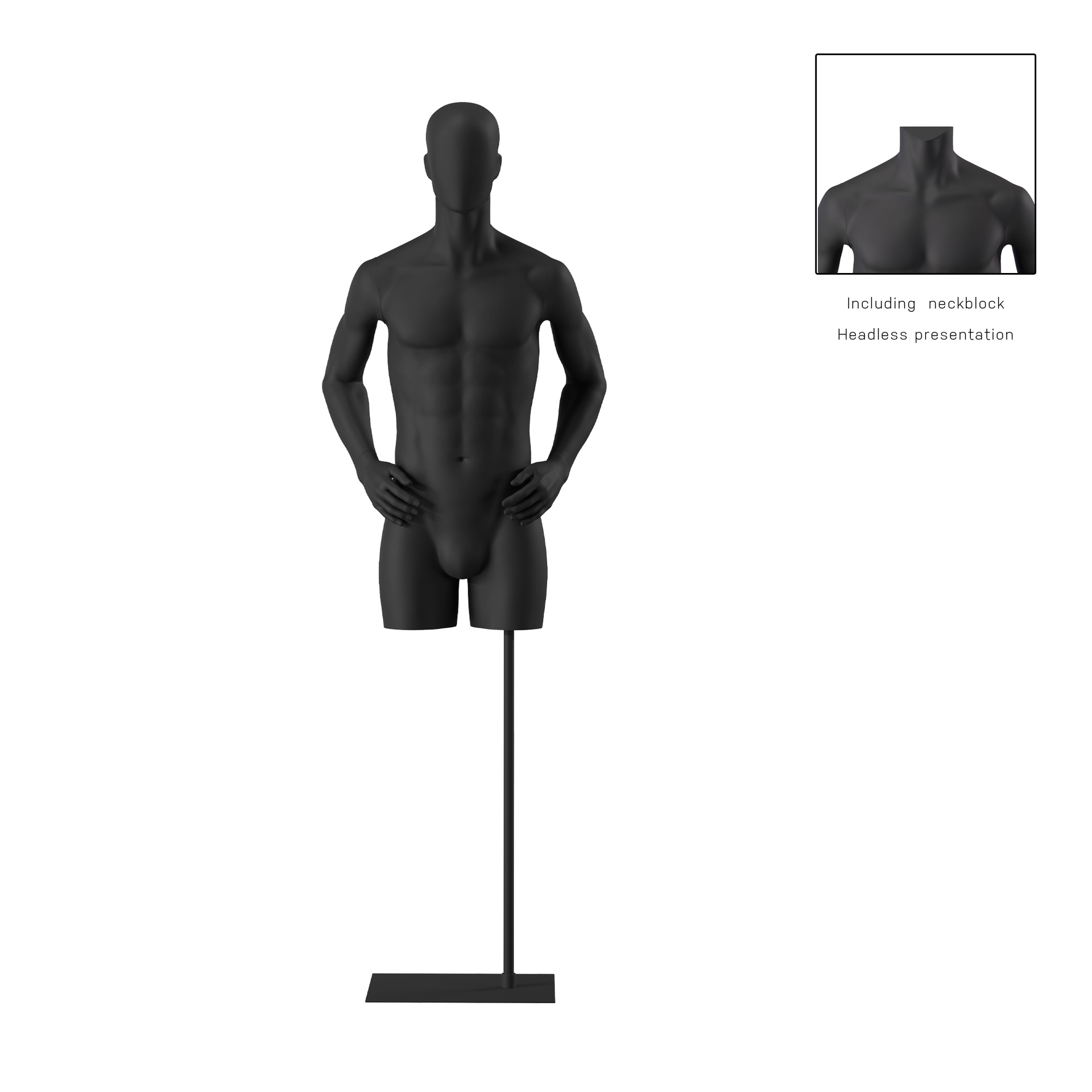 BINK - Male torso on stand, abstract head, black, pose 103