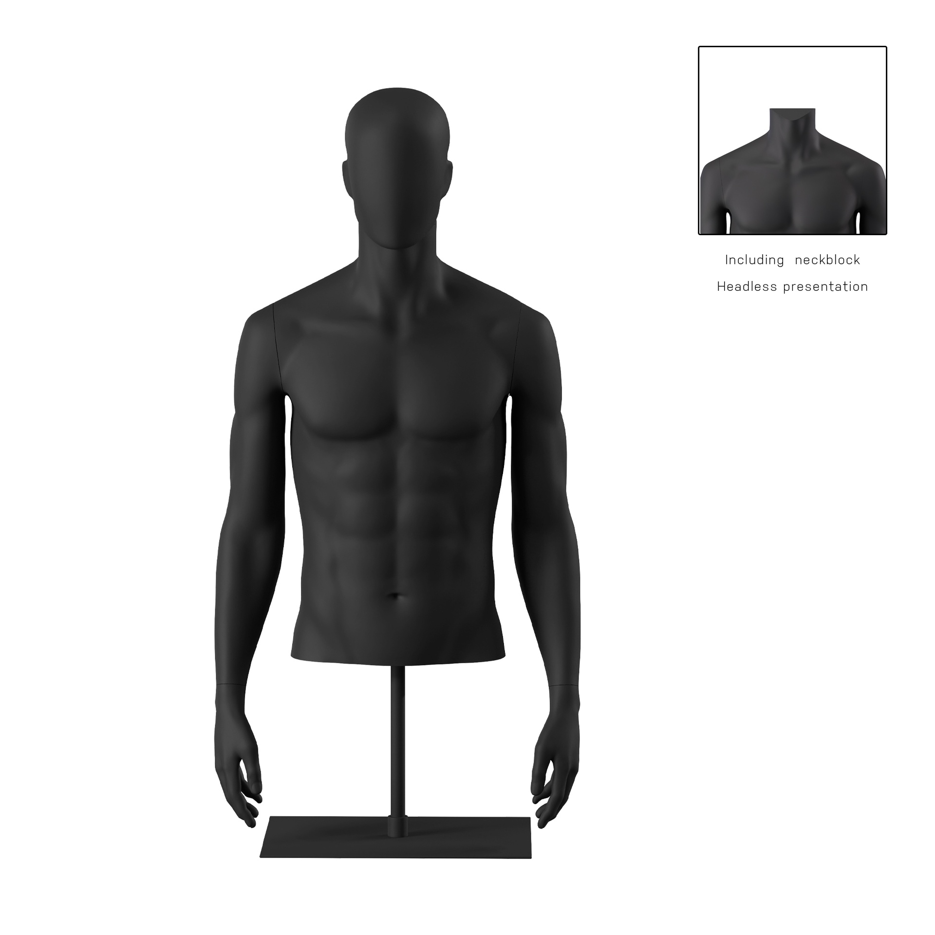 BINK - Male bust on stand, abstract head, black, pose 151