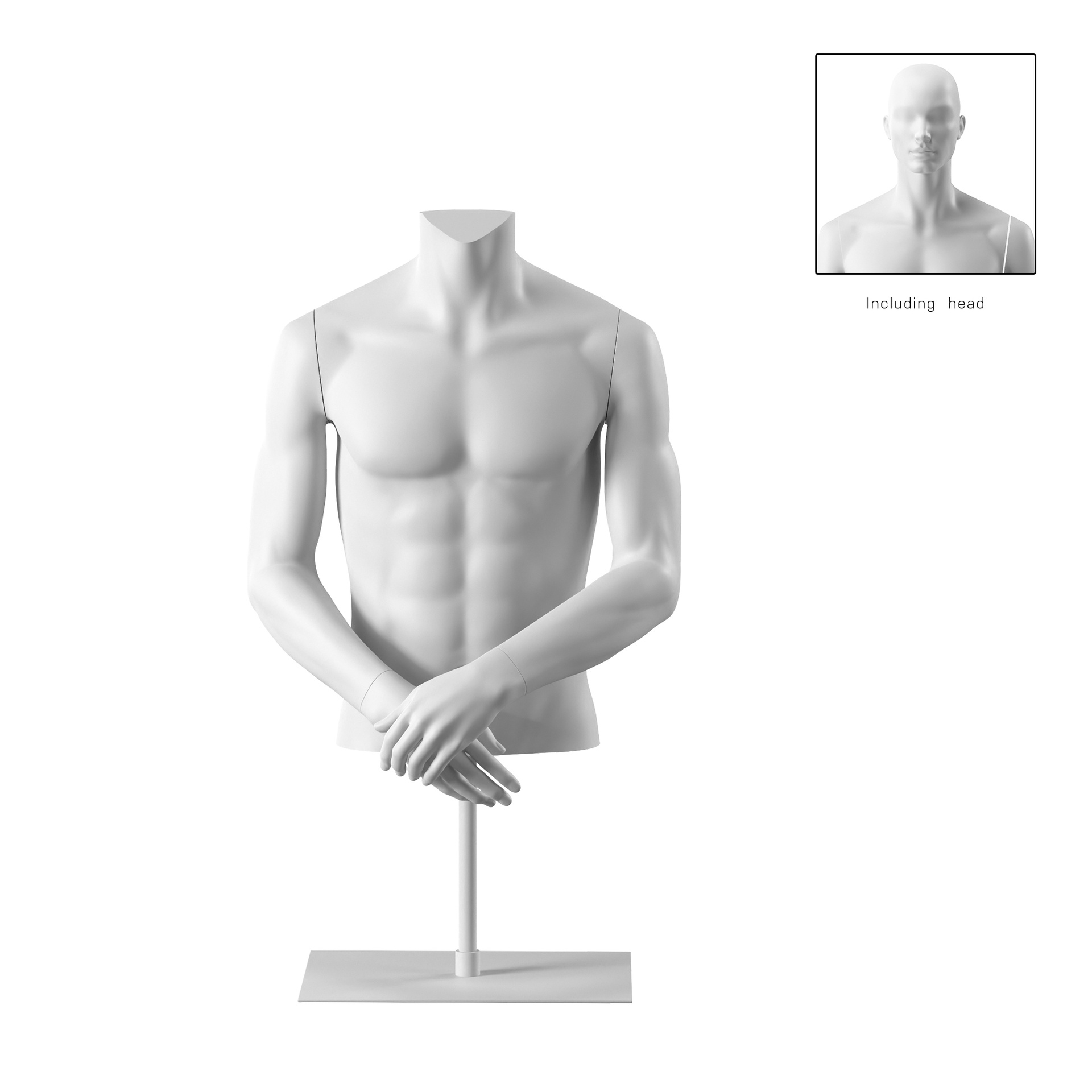 BINK - Short male torso, white, incl. base, Bio FRP