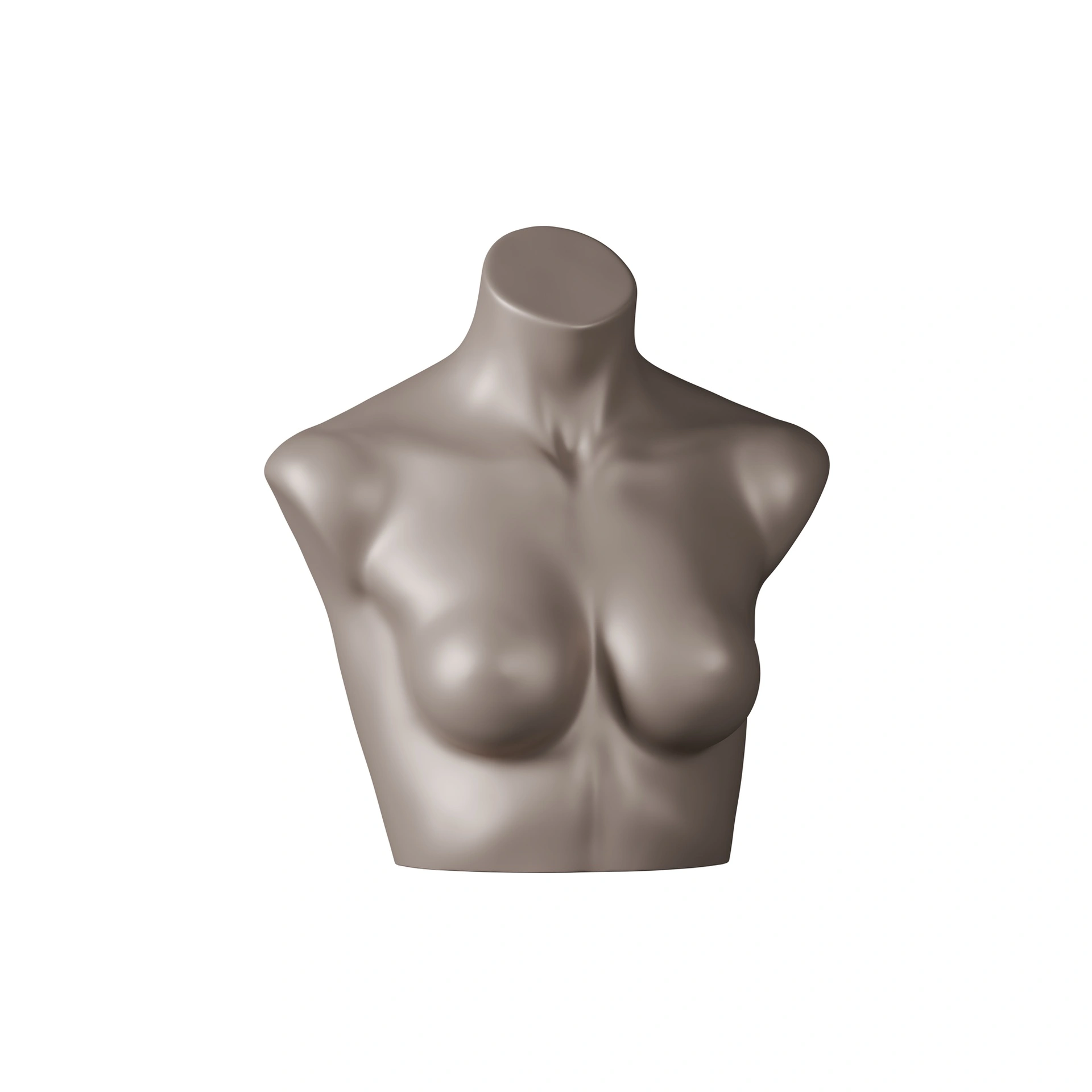 Lingerie bust, female, B-cup, bronze metallic skin color, pose 101