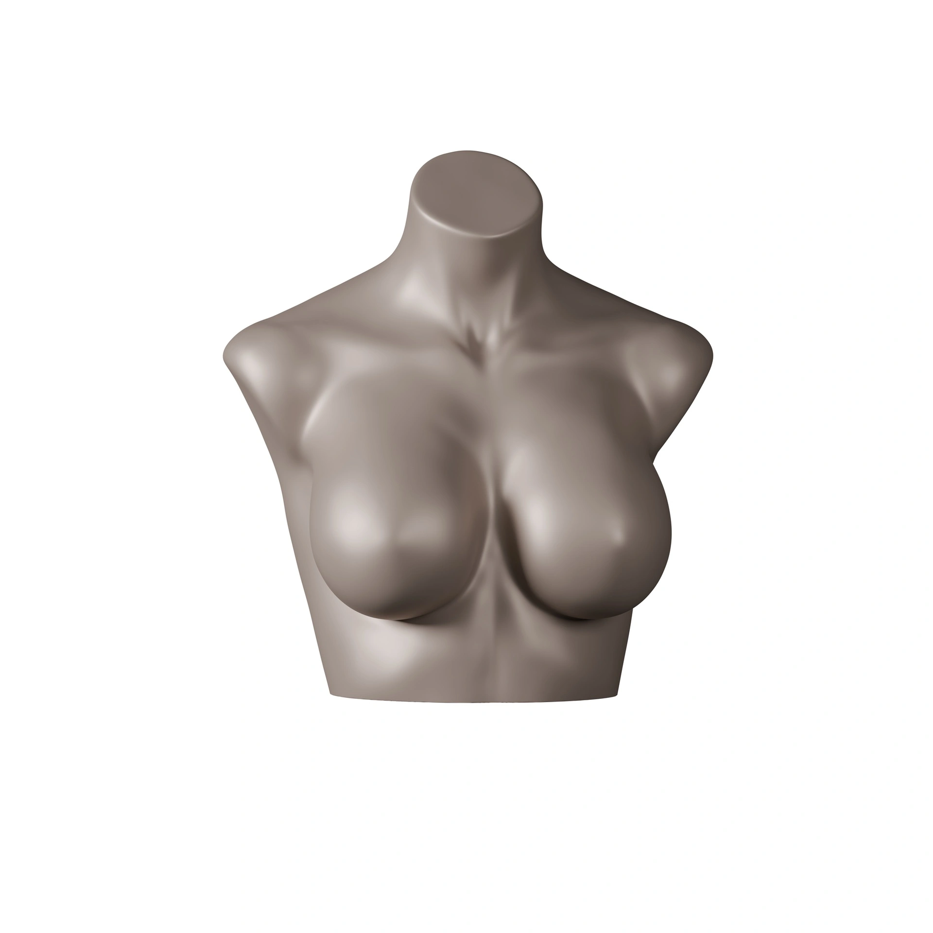 Lingerie bust, female, D-cup, bronze metallic skin color, pose 103