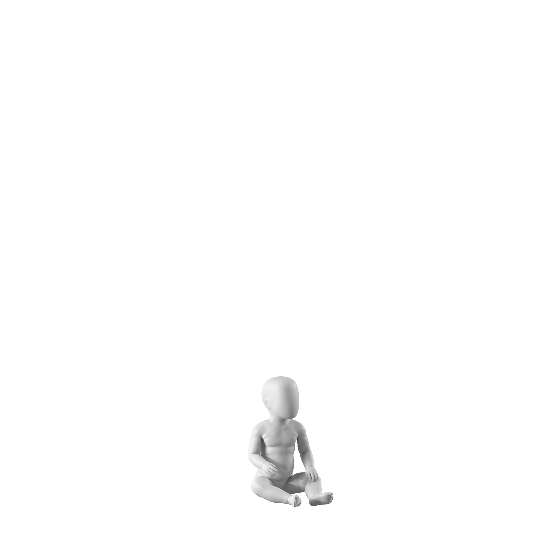 BINK - White abstract child mannequin, with abstract head, 12 months, pose CM300