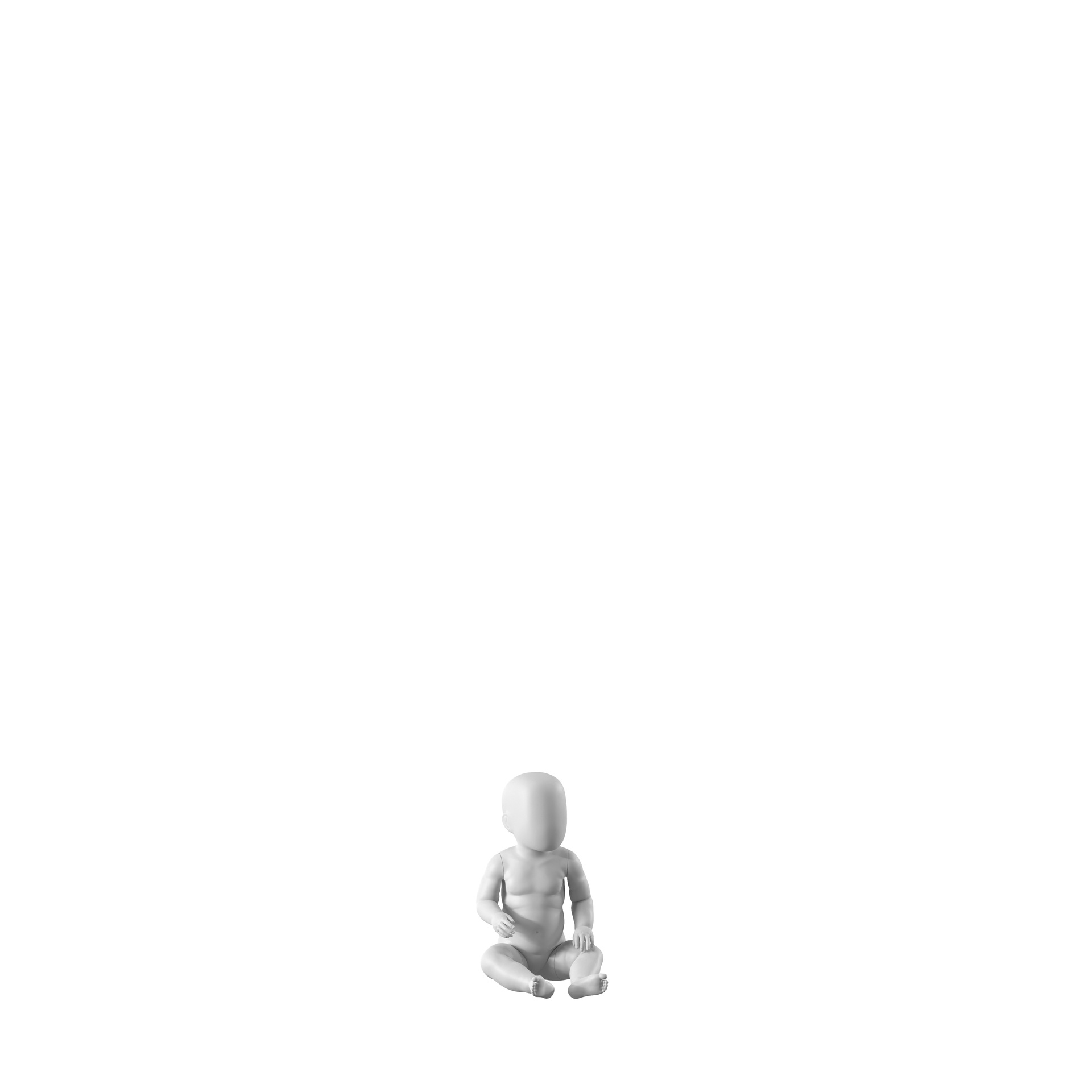 BINK - White abstract child mannequin, with abstract head, 6 months, pose CM301