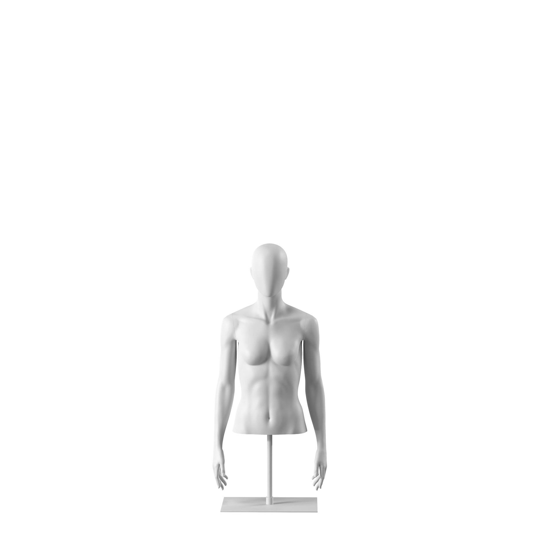 BINK - White abstract female torso, with abstract head, white powdercoated base, pose 051
