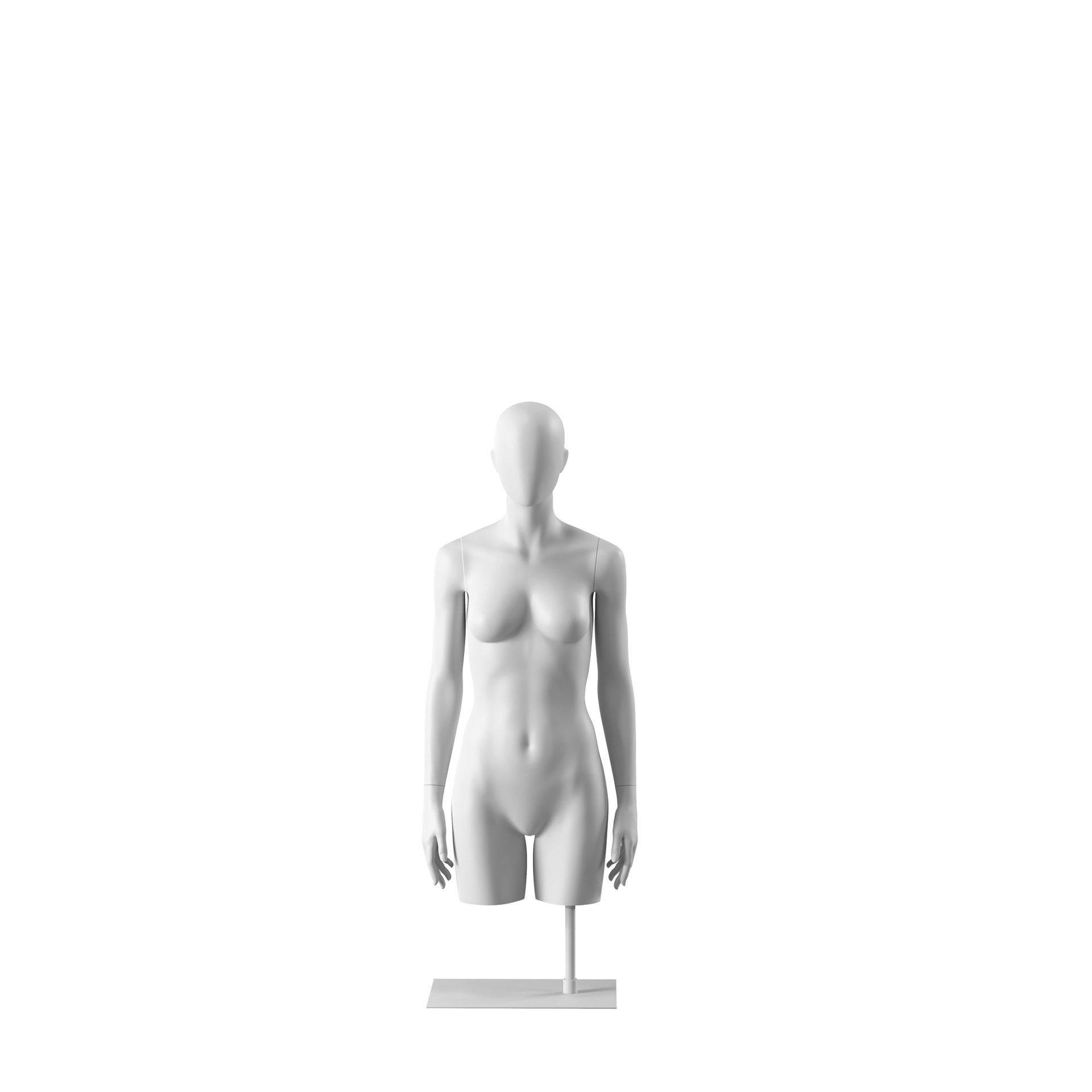 BINK - White abstract female torso, with abstract head, white powdercoated base, pose 053