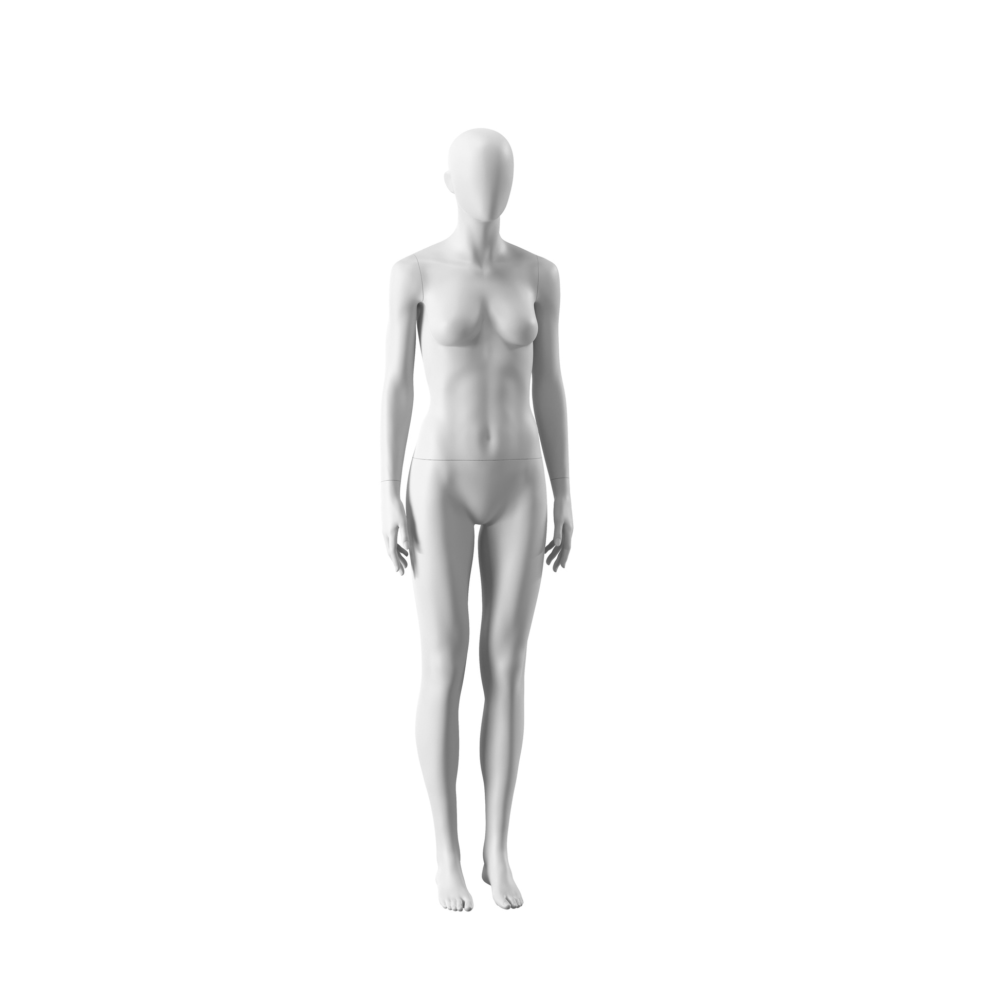 BINK - White abstract female mannequin, with abstract head, white powdercoated base, pose FM001