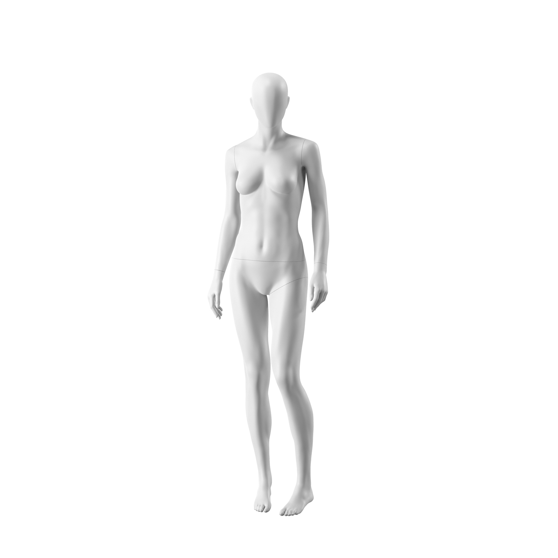 BINK - White abstract female mannequin, with abstract head, white powdercoated base, pose FM003