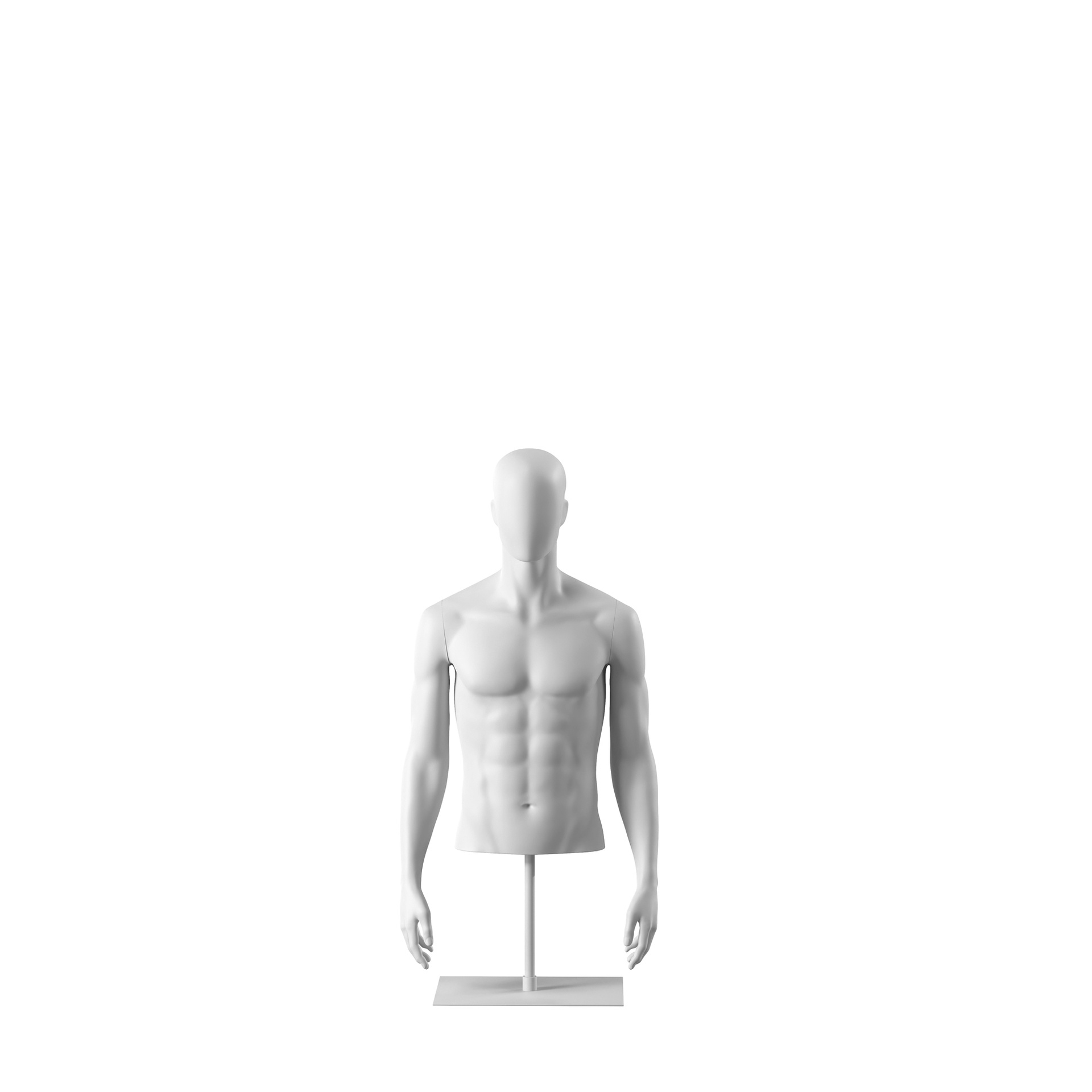 BINK - White abstract male torso, with abstract head, white powdercoated base, pose 152