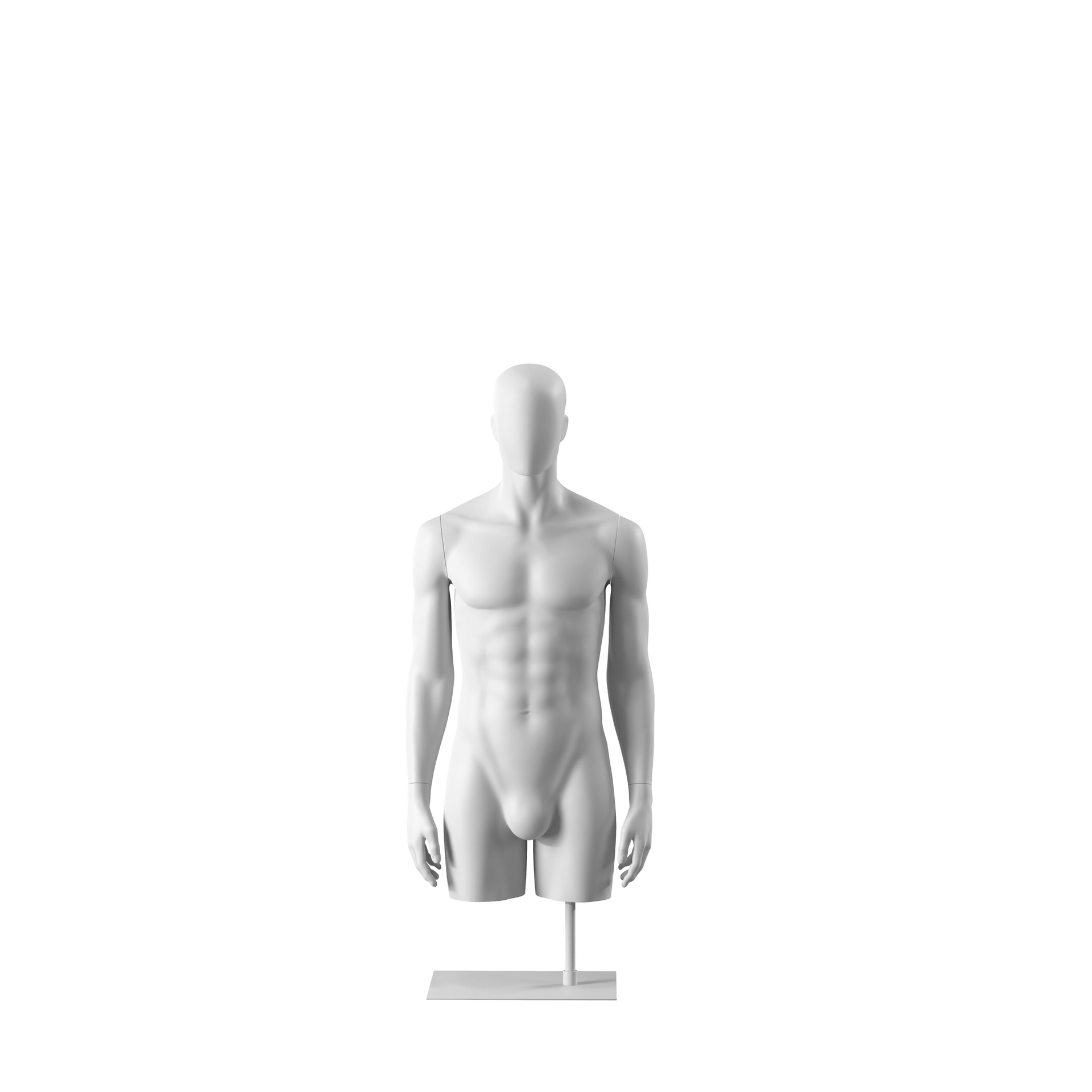 BINK - White abstract male torso, with abstract head, white powdercoated base, pose 153
