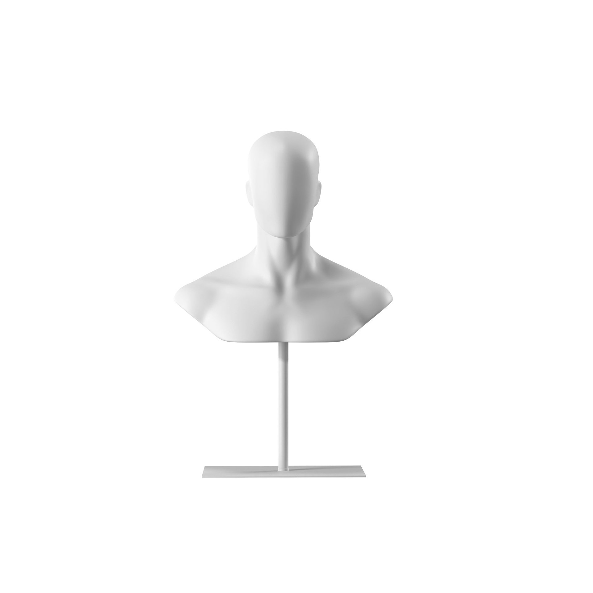 BINK - White abstract male head display on white powdercoated base