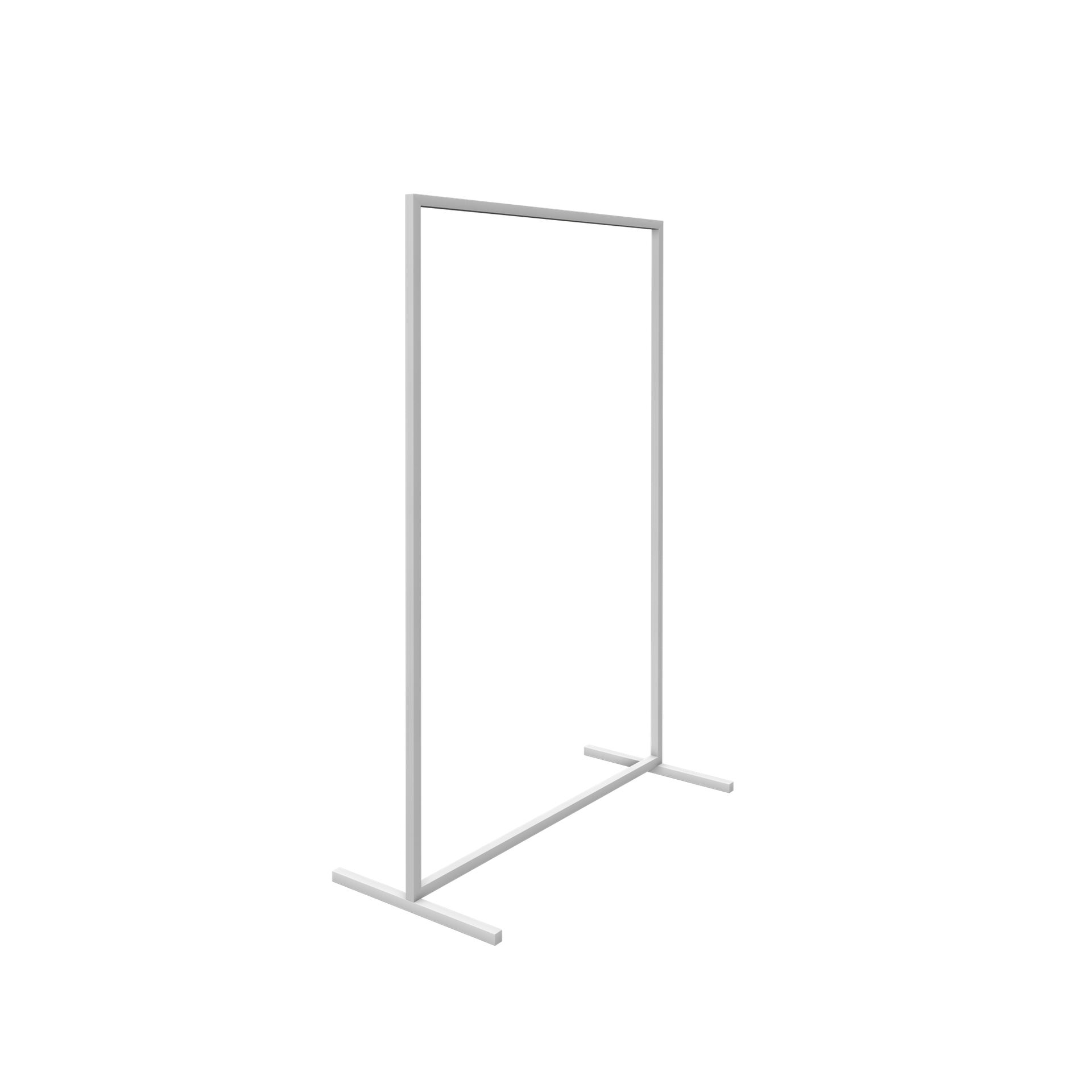 Portant solide long pour longues robes, en tube métallique carré, blanc mat