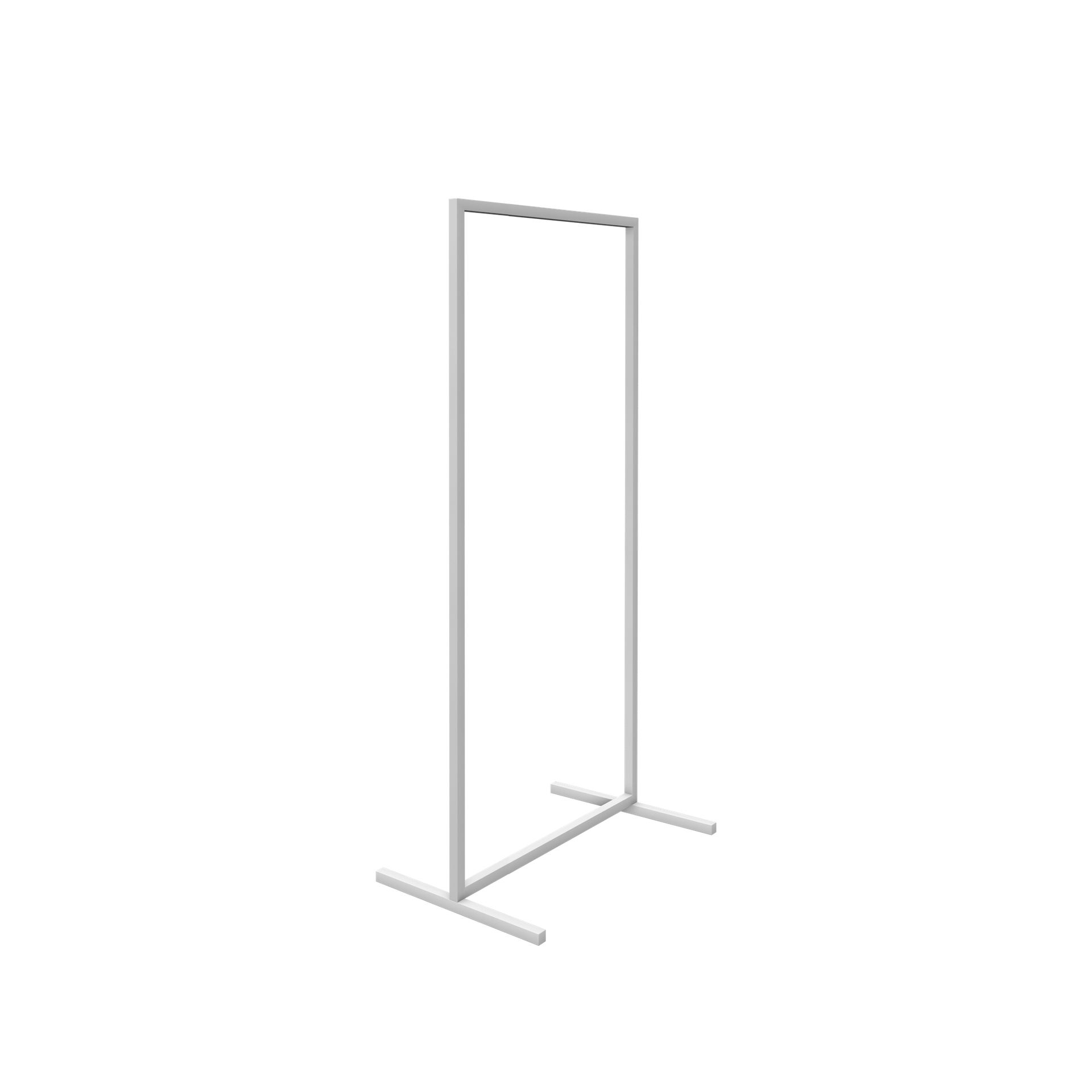 Heavy duty clothing rack, short model, for long dresses, square metal tube, white matt