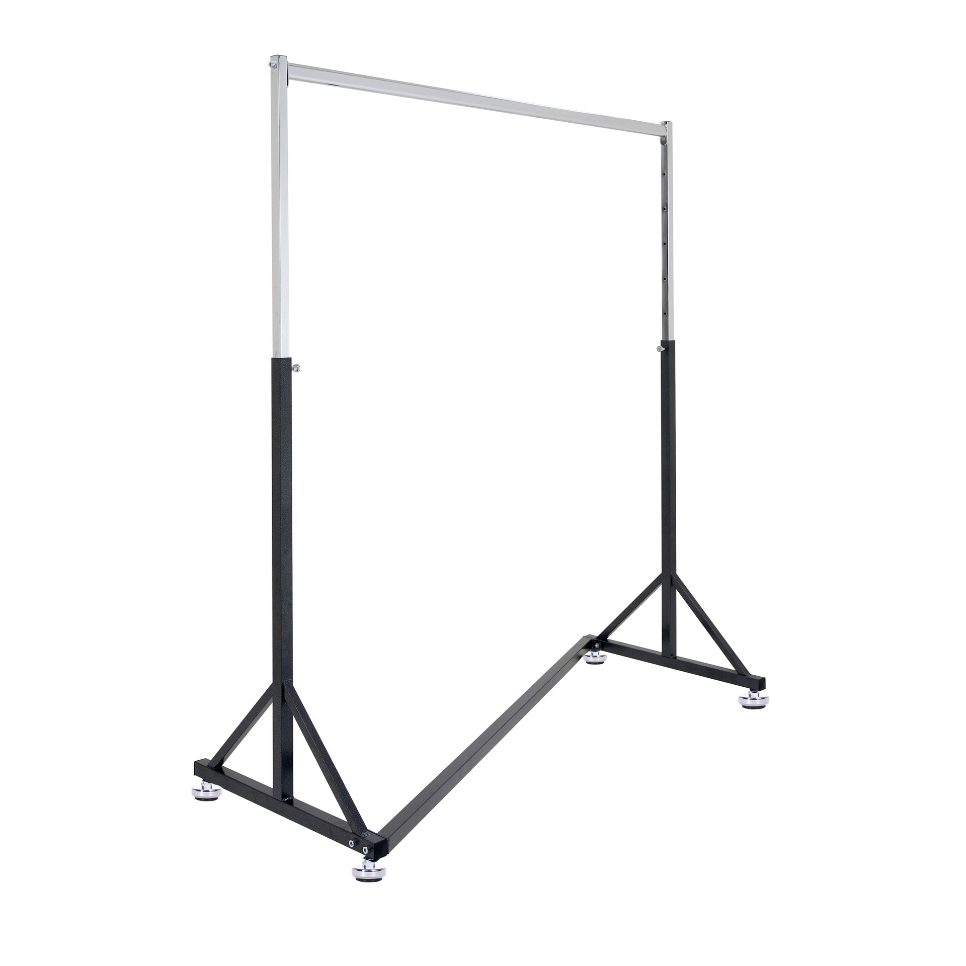 Kledingrek op wielen met rem, hamerslag, enkele rail, anti-slip poten, in hoogte uitschuifbaar, 140cm