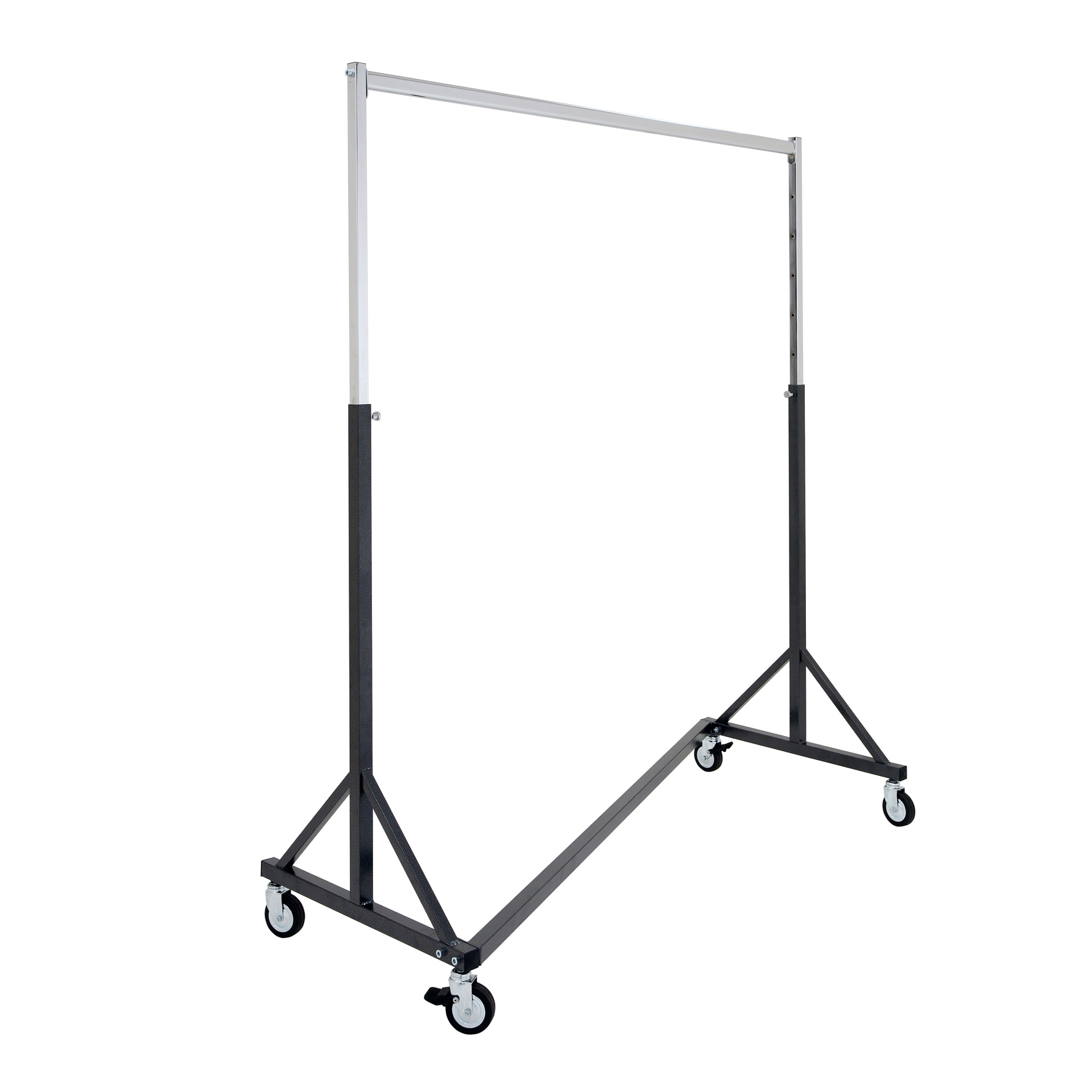 BINK - Rolling garment rack with brake, hammered finish, single rail, height adjustable, 140cm
