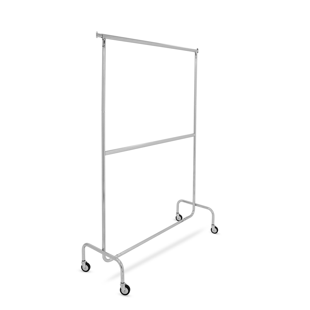 Heavy duty double clothing rack on wheels, with fixed dividing bar ...