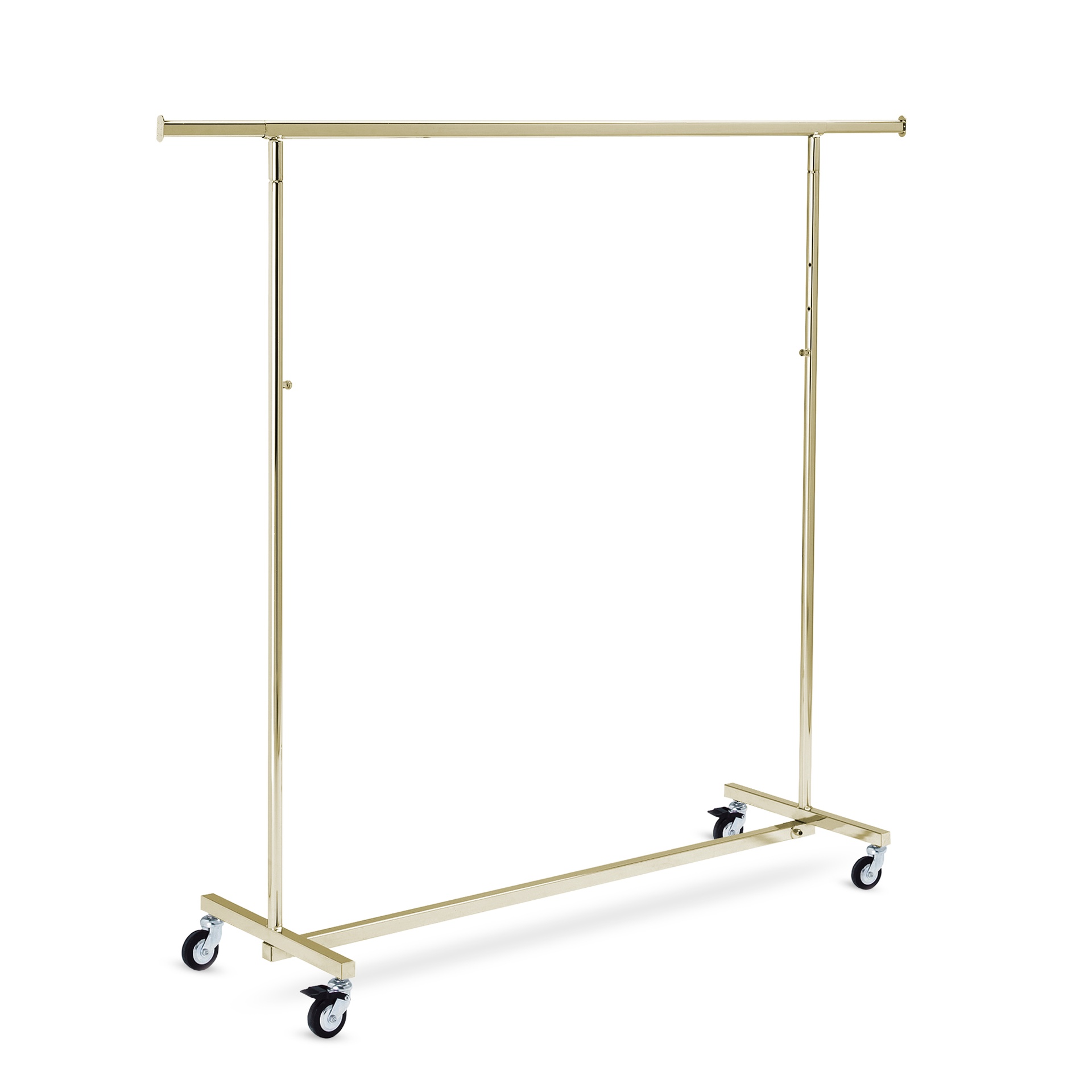 BINK - Rolling garment rack with brake, height adjustable, gold-colored, 140cm