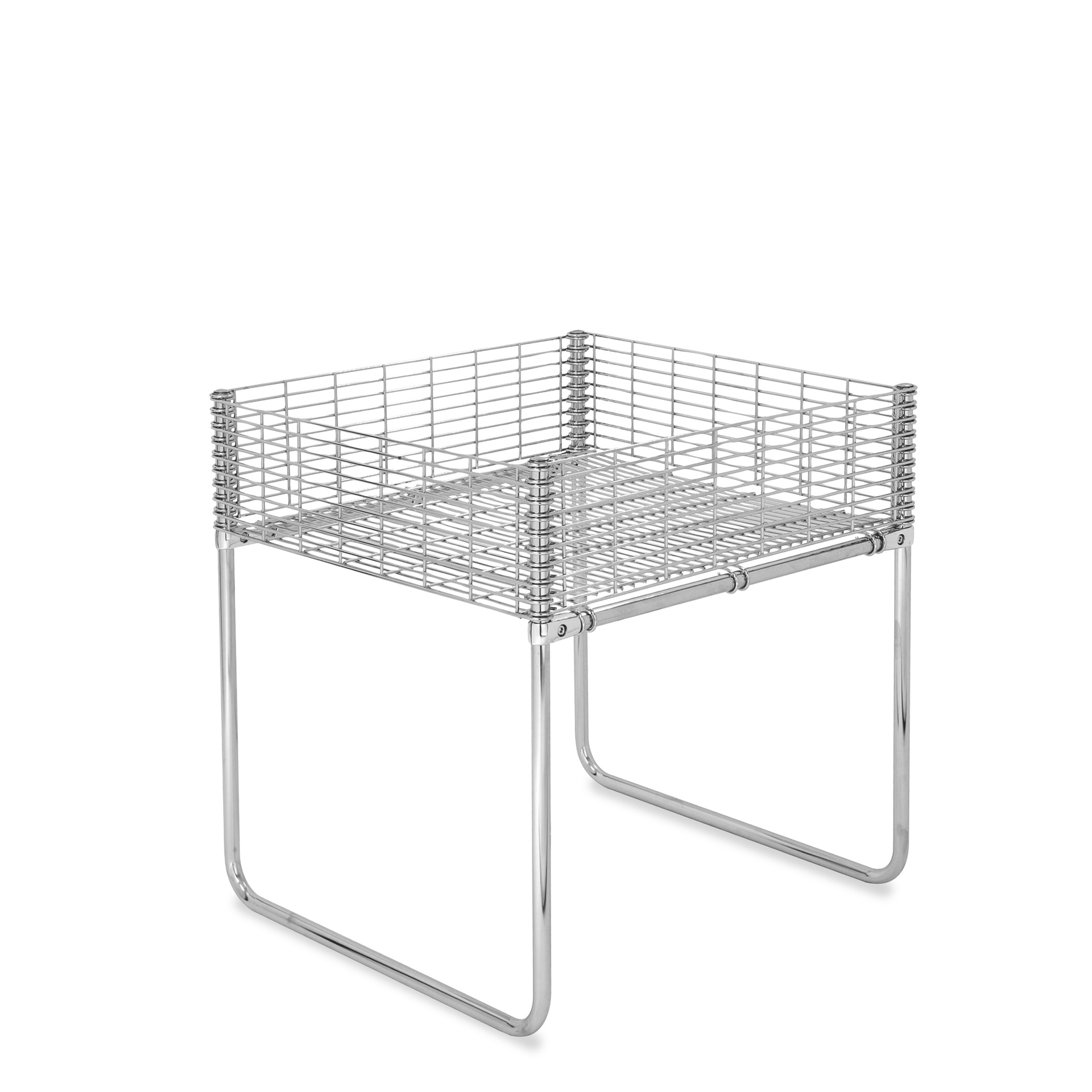 BINK - Grid basket, 75x75x20 cm,chrome, height 80 cm