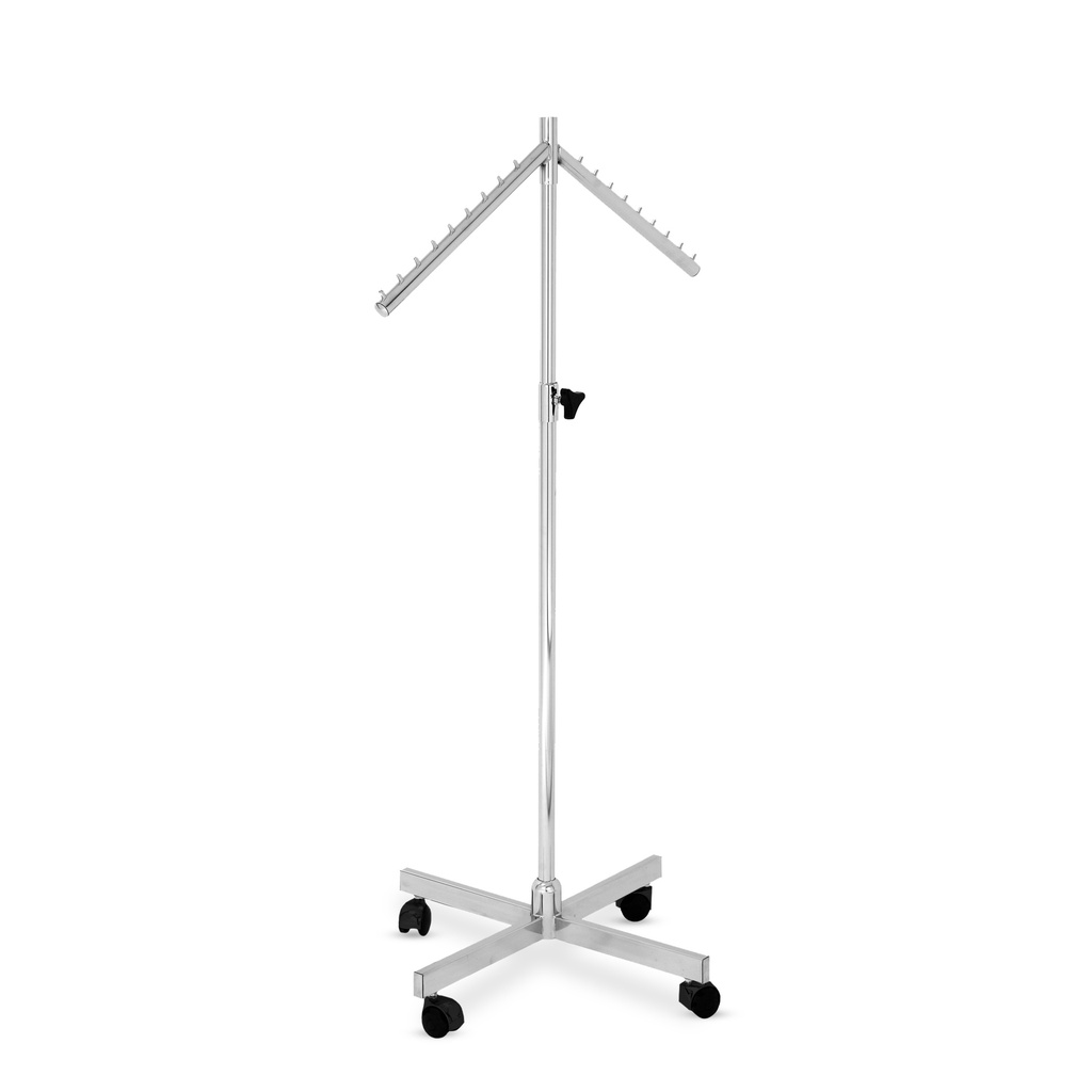 BINK - Perchero para ropa,2 inclinados brazos, cromado, ruedas 5 cm