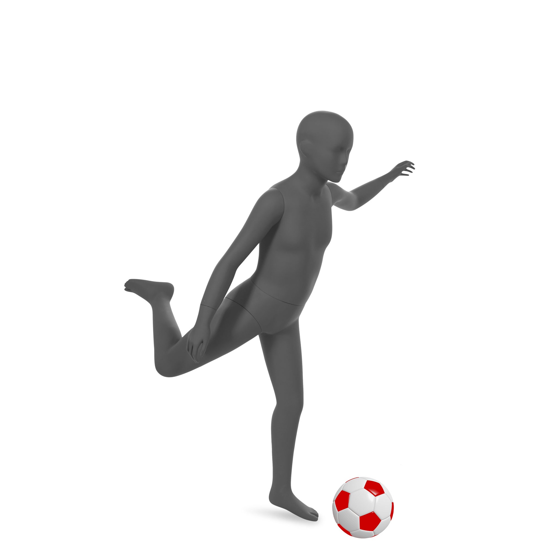 BINK - Mannequin foot enfant 8ans tête abstraite, gris